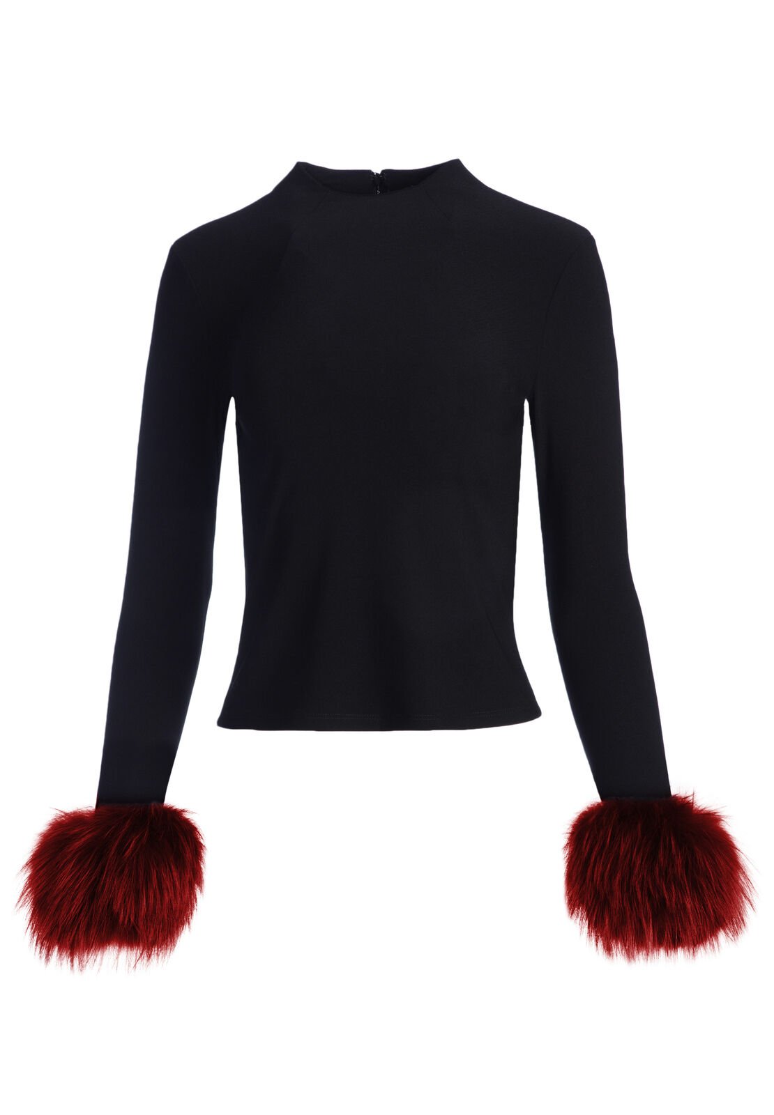 HAYLEN MOCK NK TOP W FUR CUFFS