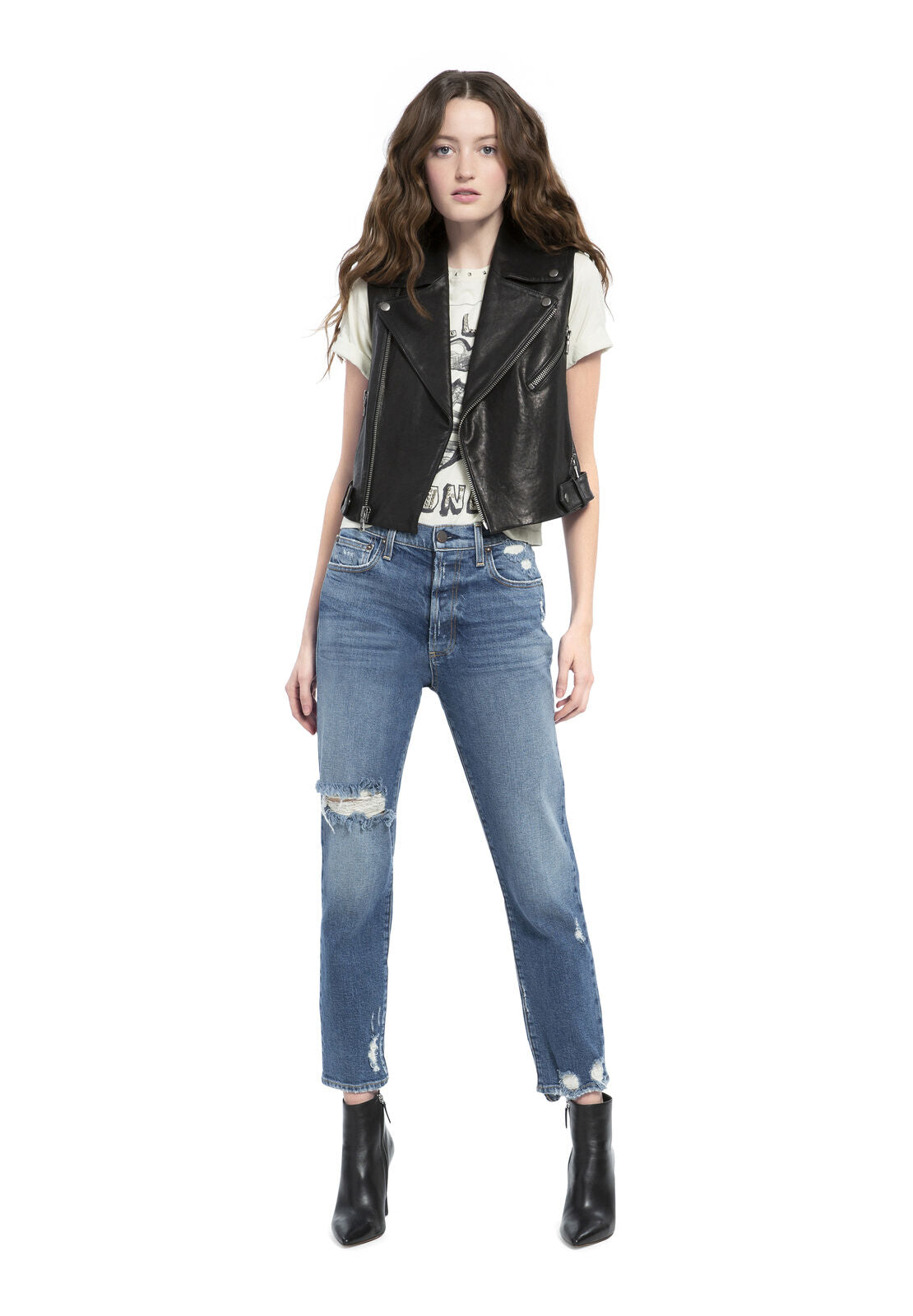 CODY LEATHER CROPPED MOTO VEST-ALICE + OLIVIA