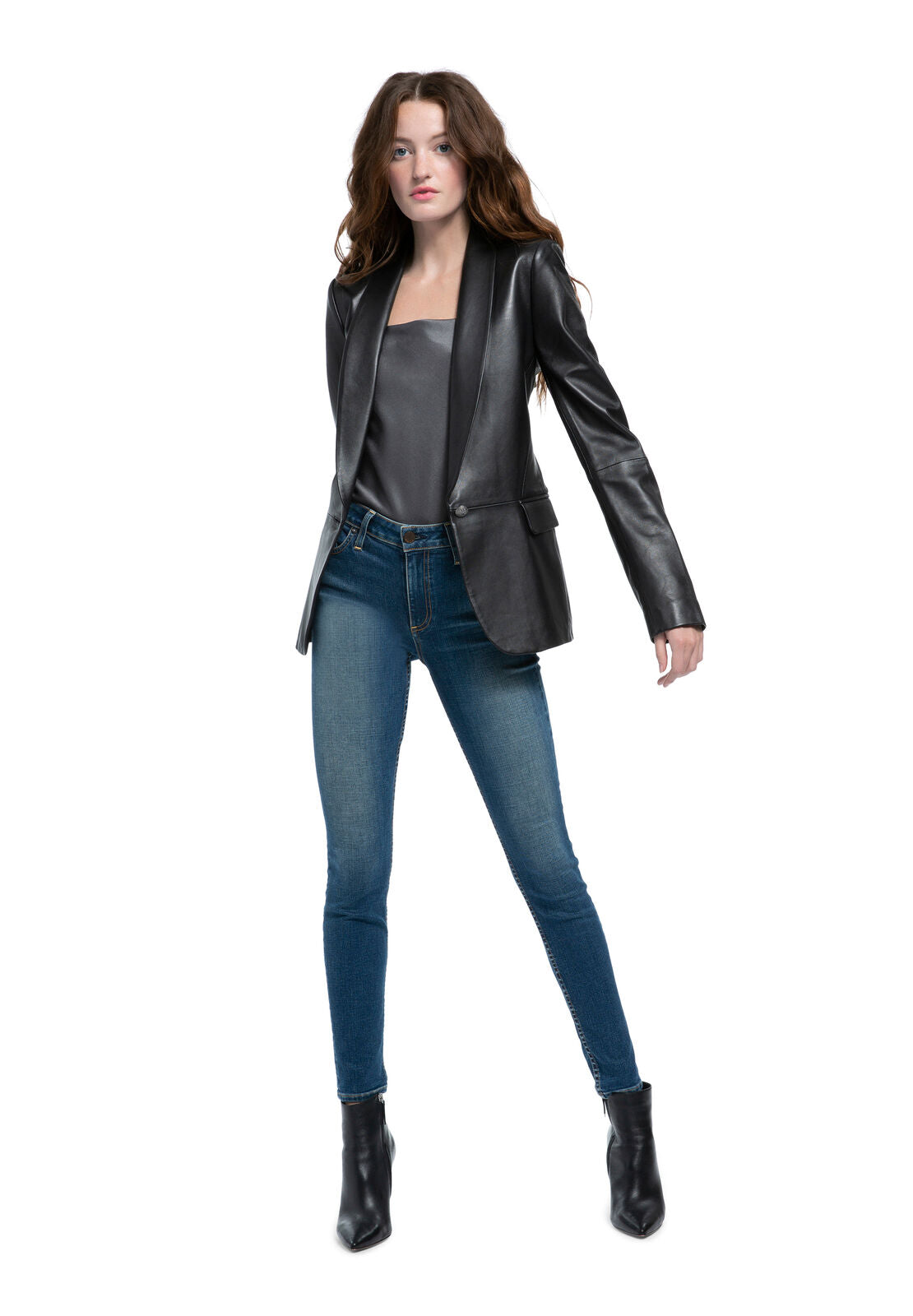 MACEY LTHR SHAWL COLLAR BLAZER-ALICE + OLIVIA