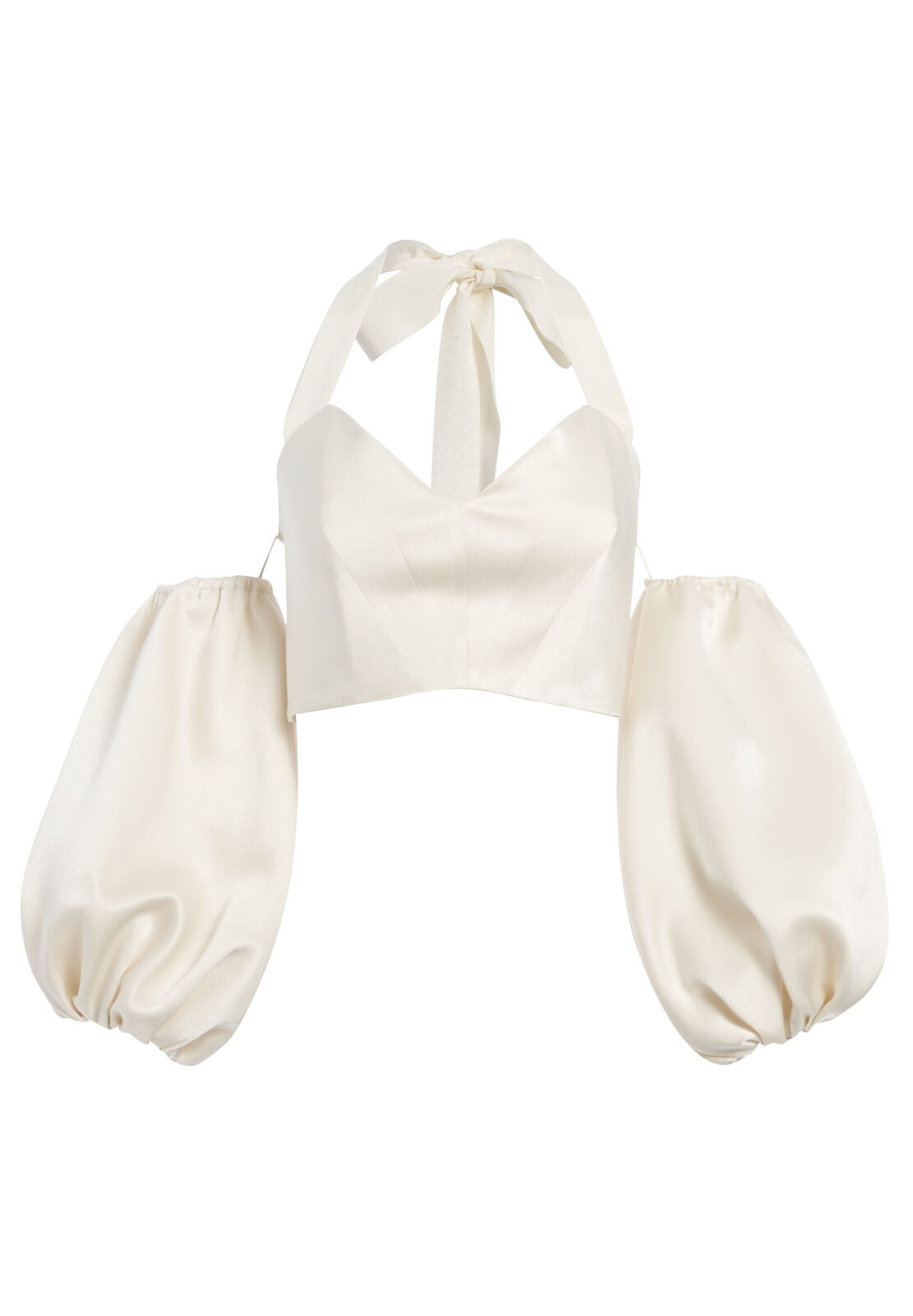 MARI PUFF SLEEVE HALTER TOP-ALICE + OLIVIA