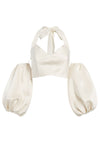 MARI PUFF SLEEVE HALTER TOP-ALICE + OLIVIA