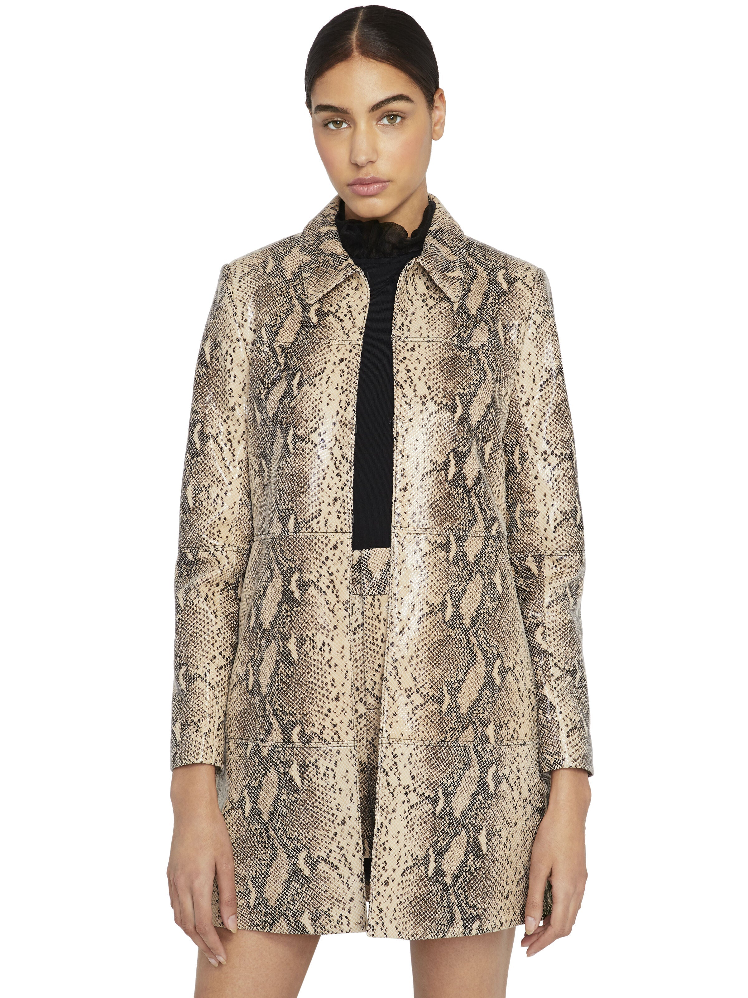 LOGAN LEATHER SNAKESKIN COAT-ALICE + OLIVIA