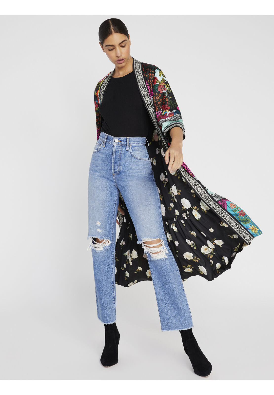 DOTTIE FLORAL REVERSIBLE KIMONO