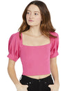 JOSLYN PUFF SLEEVE CROP TOP-WILD PINK-ALICE + OLIVIA