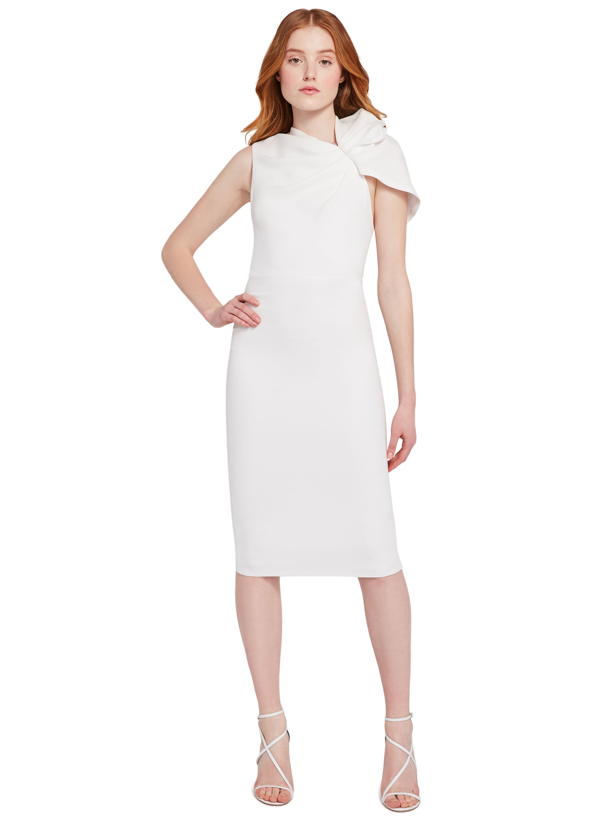 KIRO RUFFLE SHOULDER MIDI DRESS