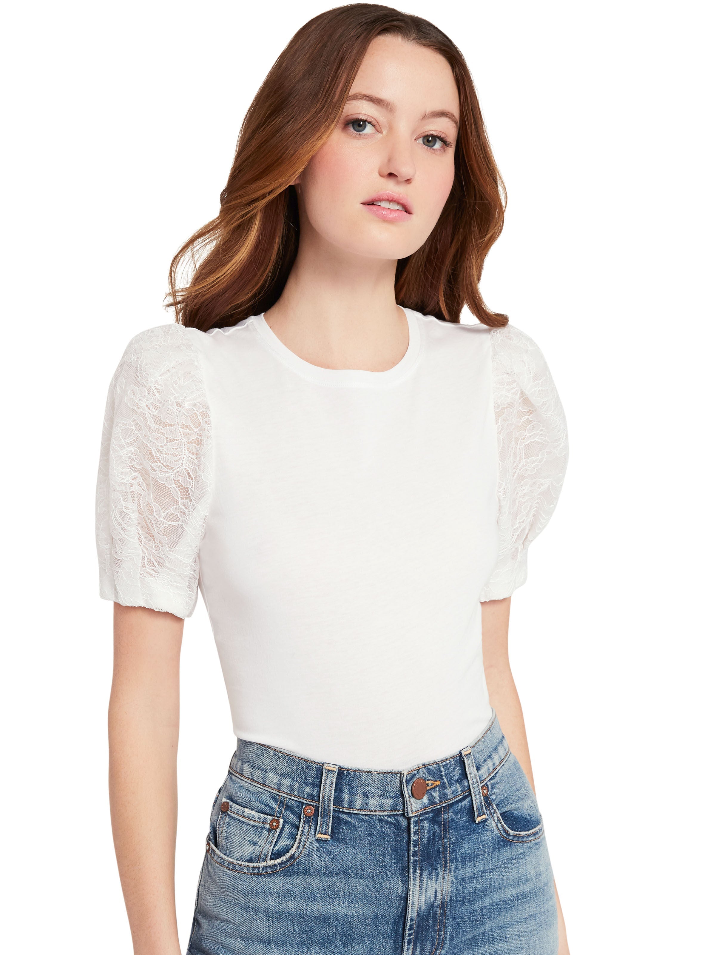 POSEY PUFF SLEEVE TEE-Black-ALICE + OLIVIA