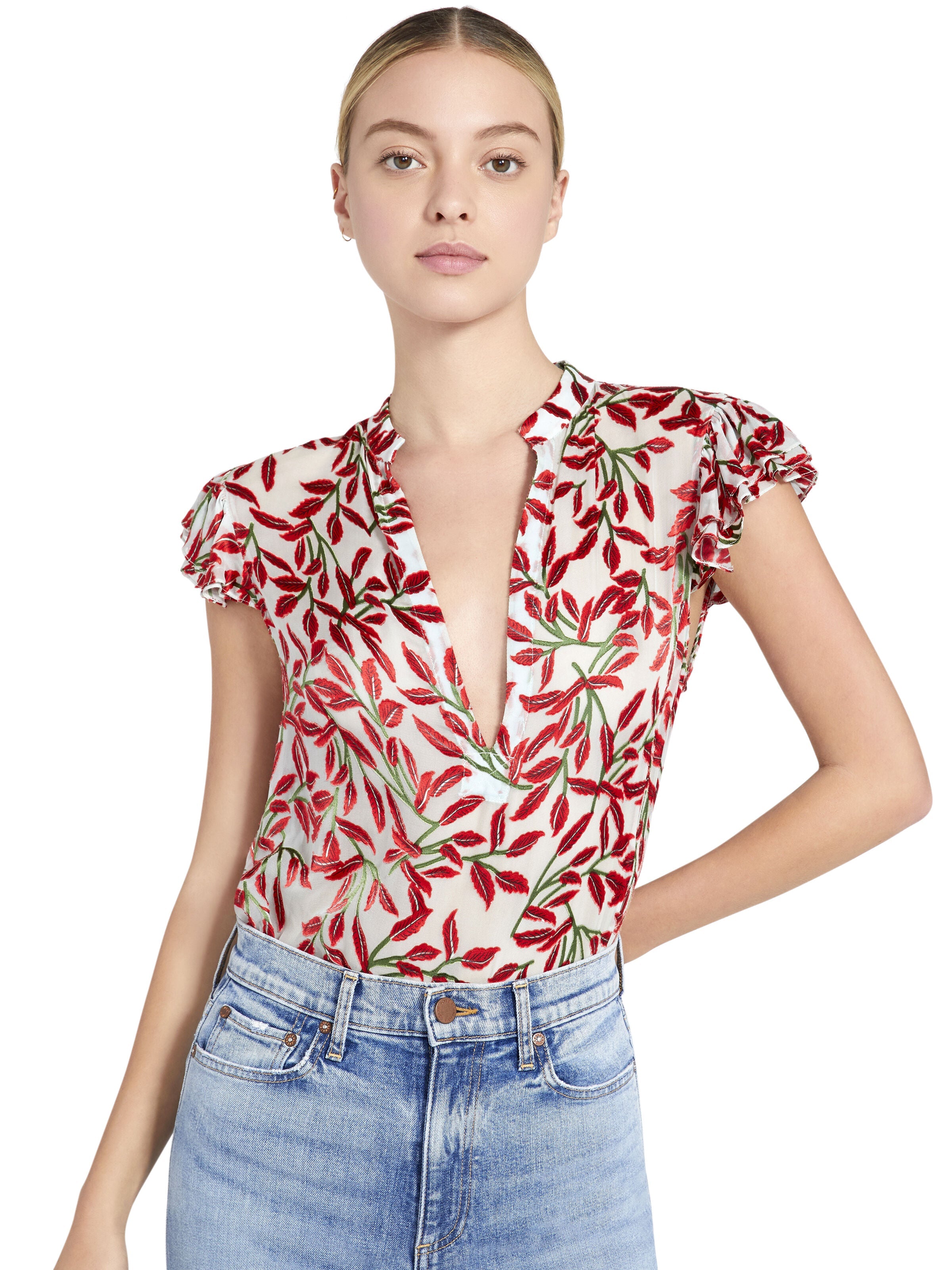 MALITA RUFFLE MOCK NECK BLOUSE-ALICE + OLIVIA