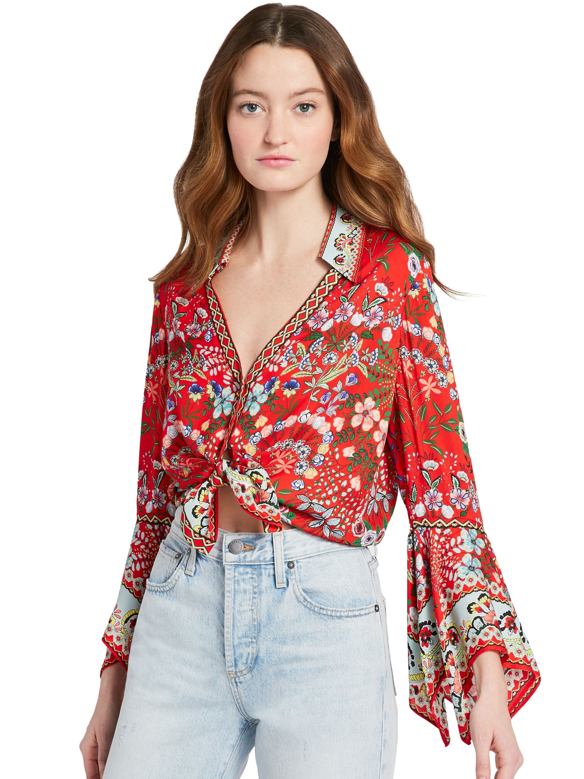 RANDA TRUMPET SLEEVE BUTTON DOWN-ALICE + OLIVIA