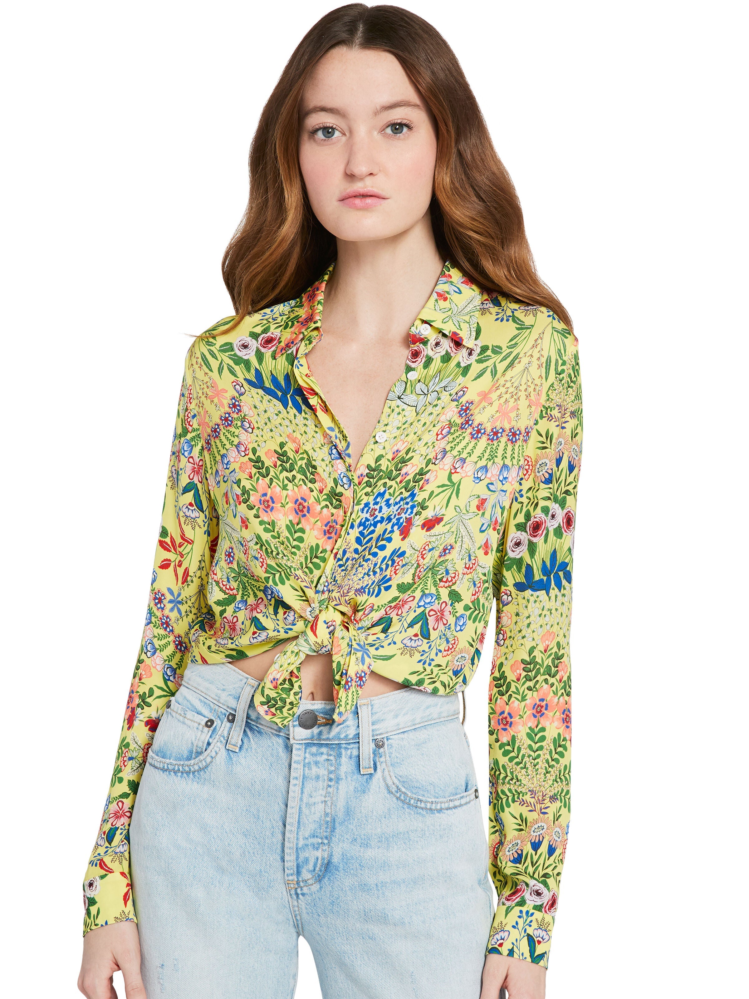 WILLA FLORAL PRINTED TOP-ALICE + OLIVIA