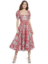 FREDIA PUFF SLEEVE MIDI DRESS-MULTI-ALICE + OLIVIA