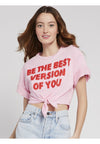 LERA SEQUIN TIE FRONT TEE-ELECTRIC PINK/BRIGHT POPPY-ALICE + OLIVIA
