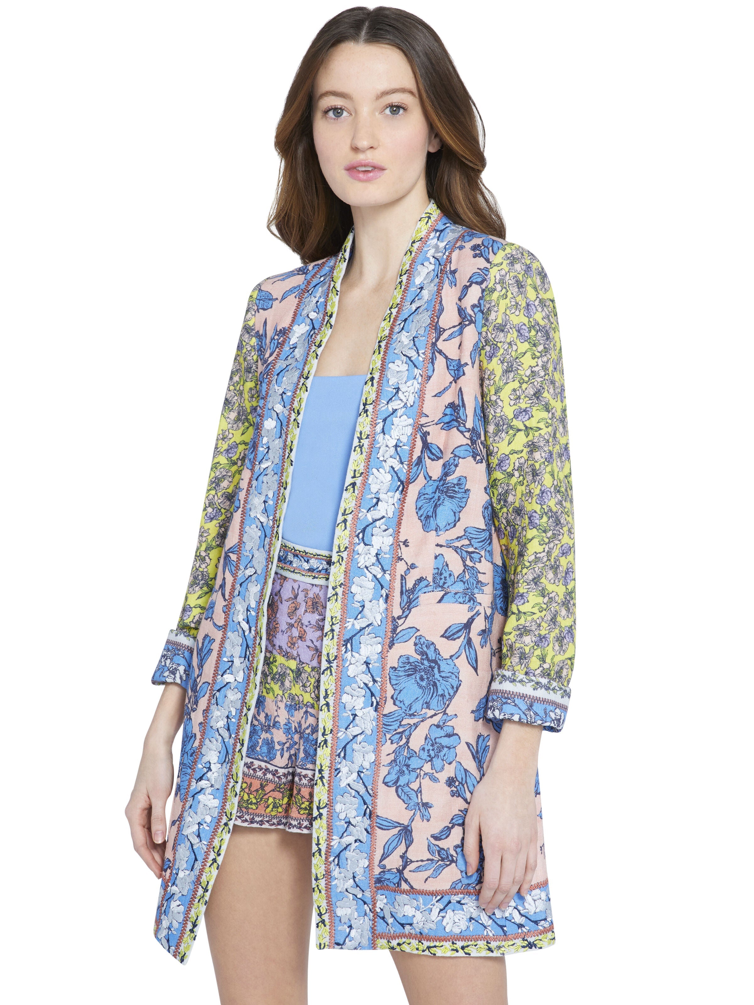 SIMPSON EMBROIDERED BLAZER-DITSY BORDER-ALICE + OLIVIA
