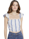 CELESTIA FLUTTER SLEEVE CROP TOP-ALICE + OLIVIA