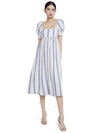 BAUERY PUFF SLEEVE MIDI DRESS-CREAM/BLUE-ALICE + OLIVIA