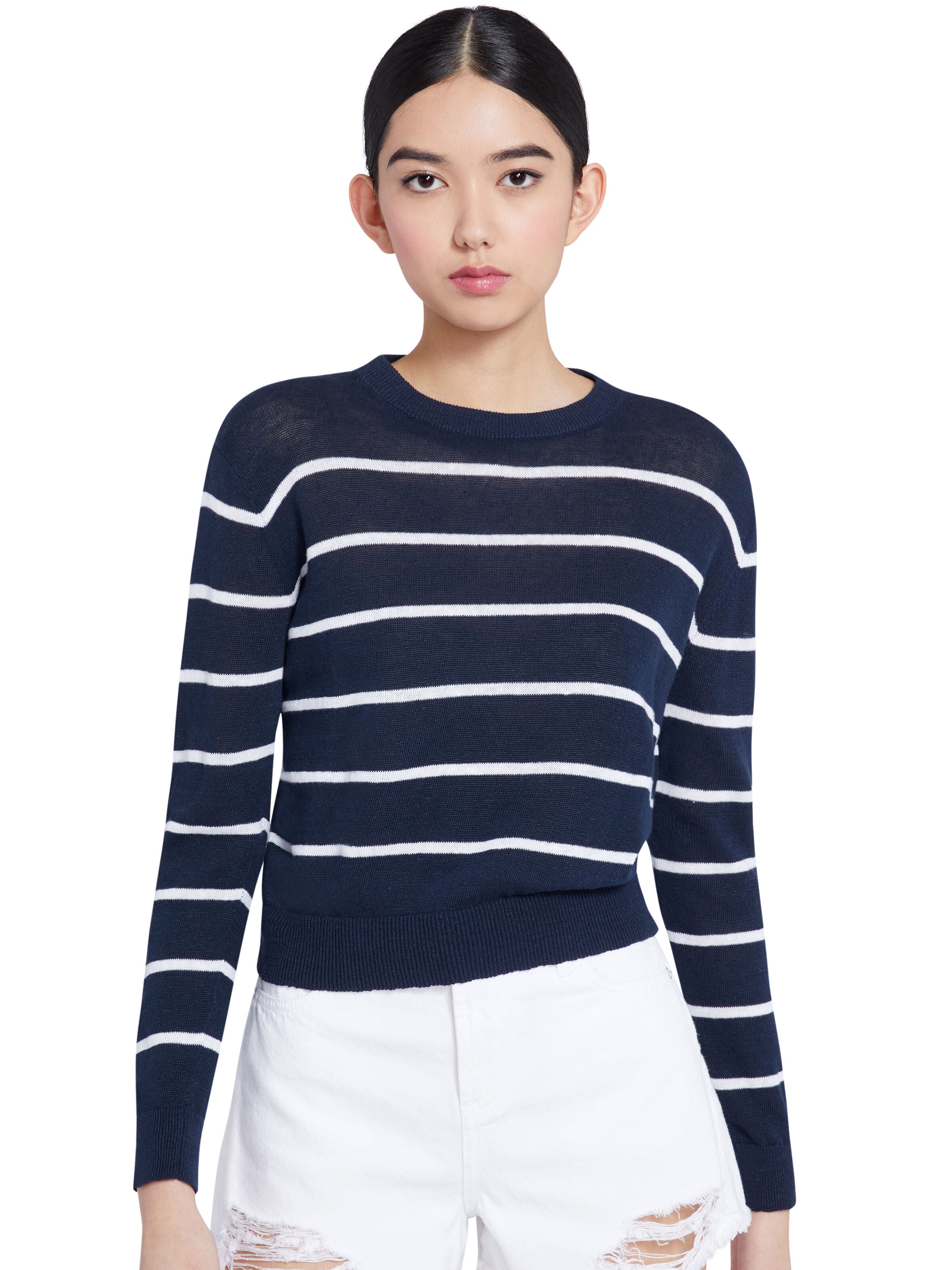 JEANE STRIPED PULLOVER-SAPPHIRE/OPTIC WHT-ALICE + OLIVIA