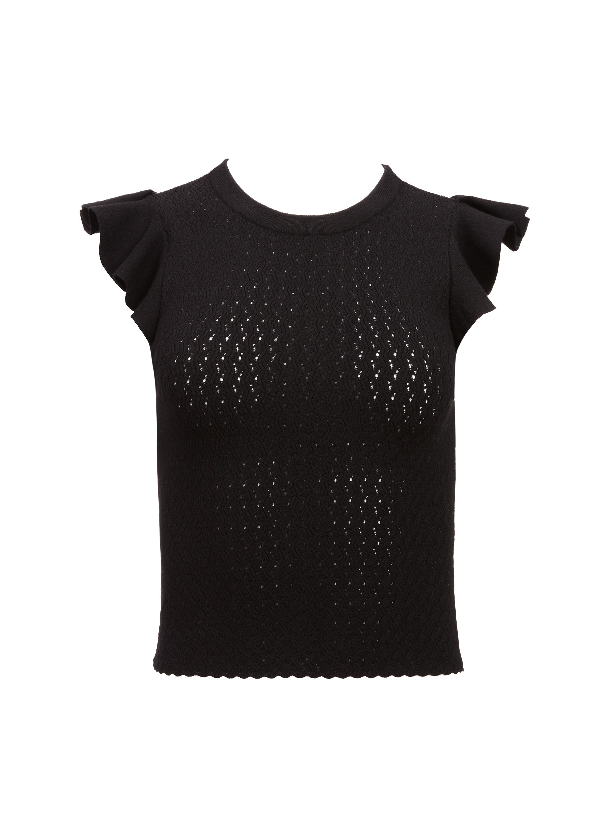 LAMARA RUFFLE SLEEVE CREW NECK TOP-ALICE + OLIVIA