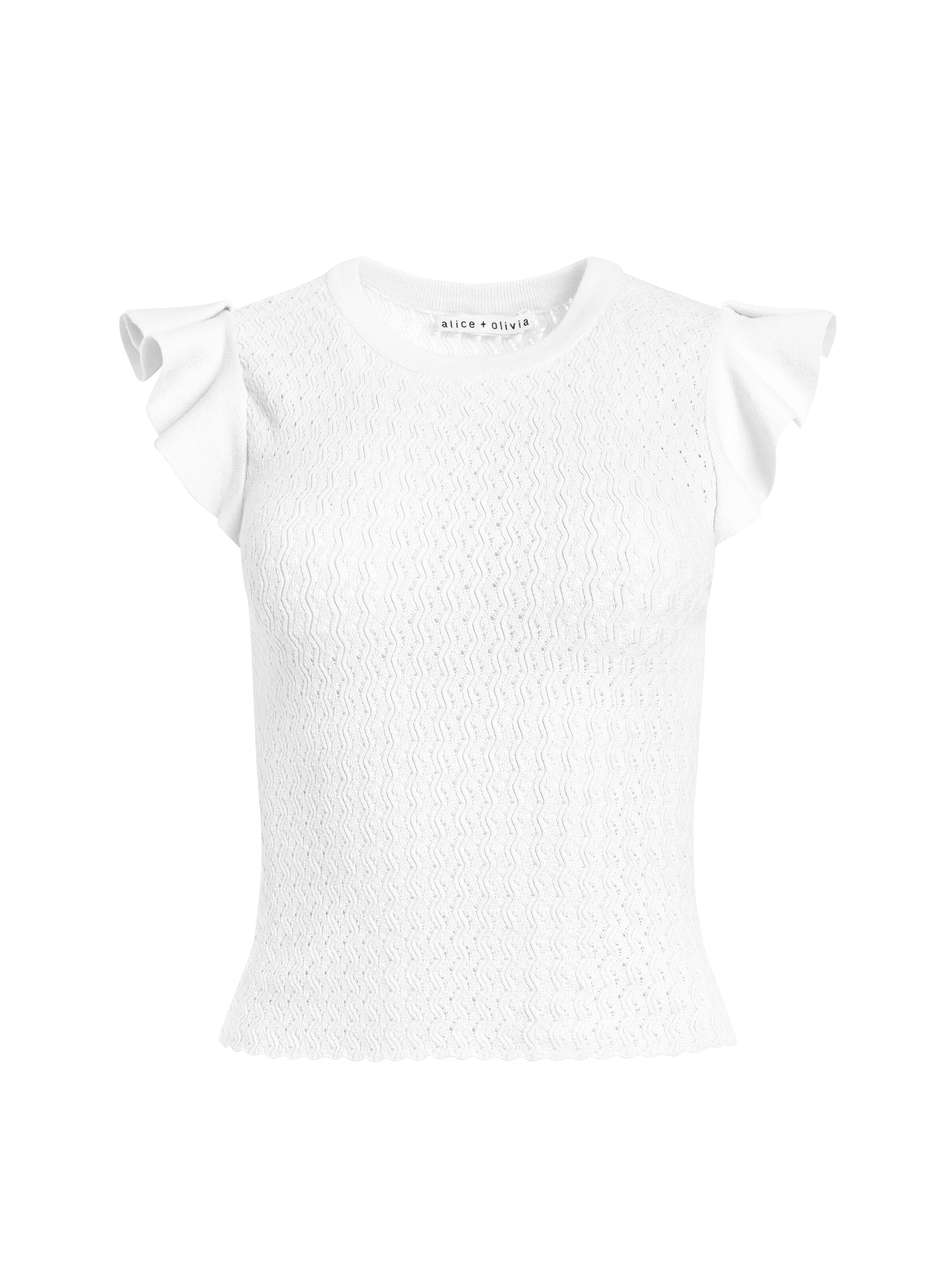 LAMARA RUFFLE SLEEVE CREW NECK TOP-ALICE + OLIVIA
