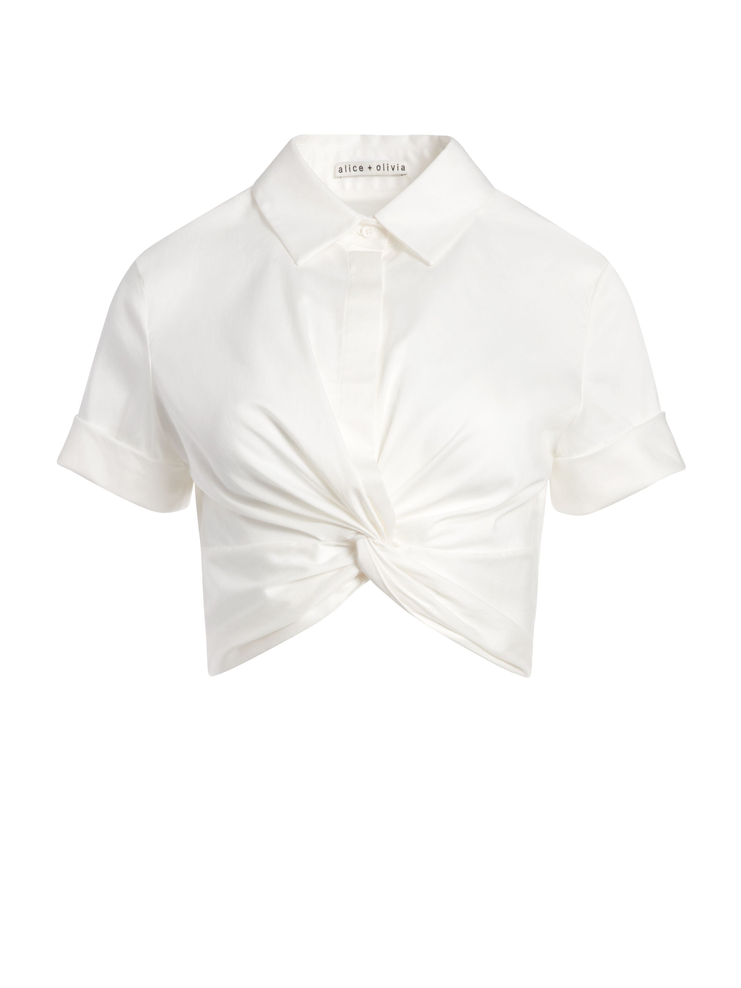PHEBE KNOT FRONT CROP TOP-ALICE + OLIVIA