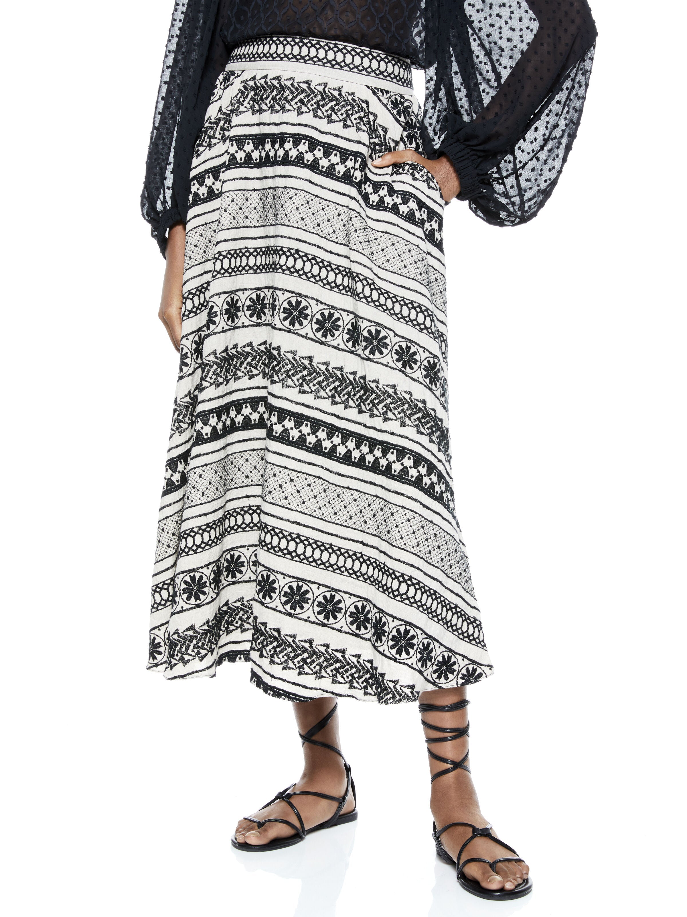 EARLA HIGH WAISTED MIDI SKIRT-ALICE + OLIVIA