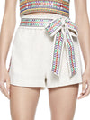 LINN EMBROIDERED PAPERBAG SHORT-NATURAL/MULTI-ALICE + OLIVIA