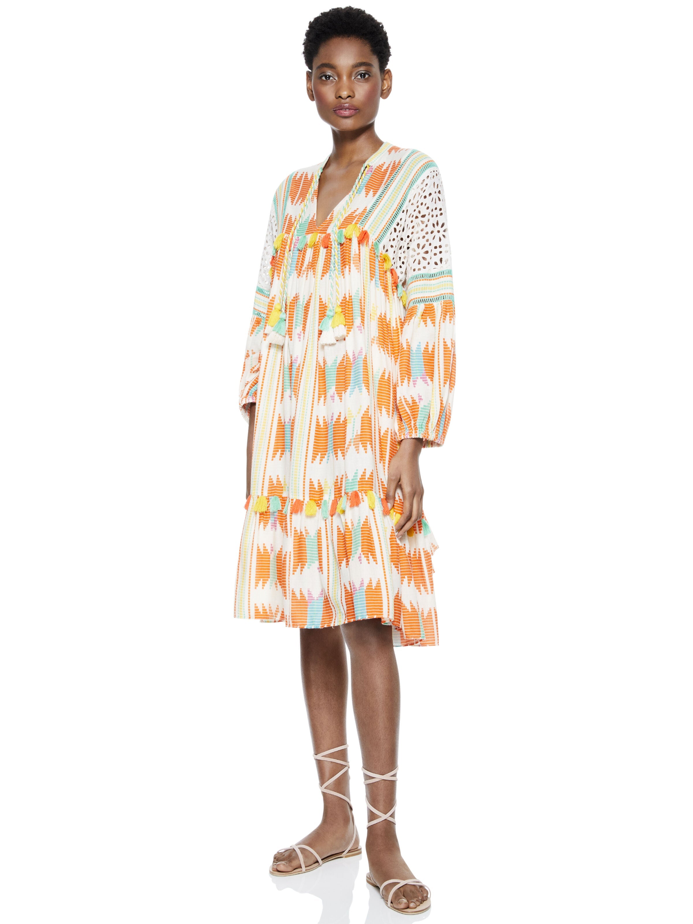 ROSANNE TUNIC DRESS WITH TASSELS