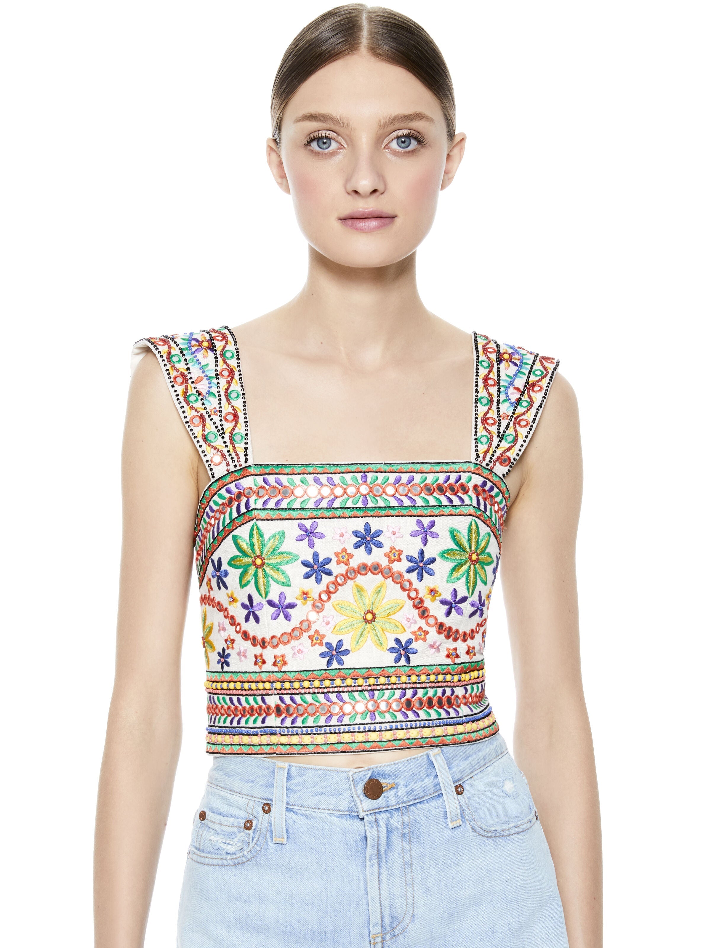 ESME SEQUIN CROPPED TANK TOP-ALICE + OLIVIA