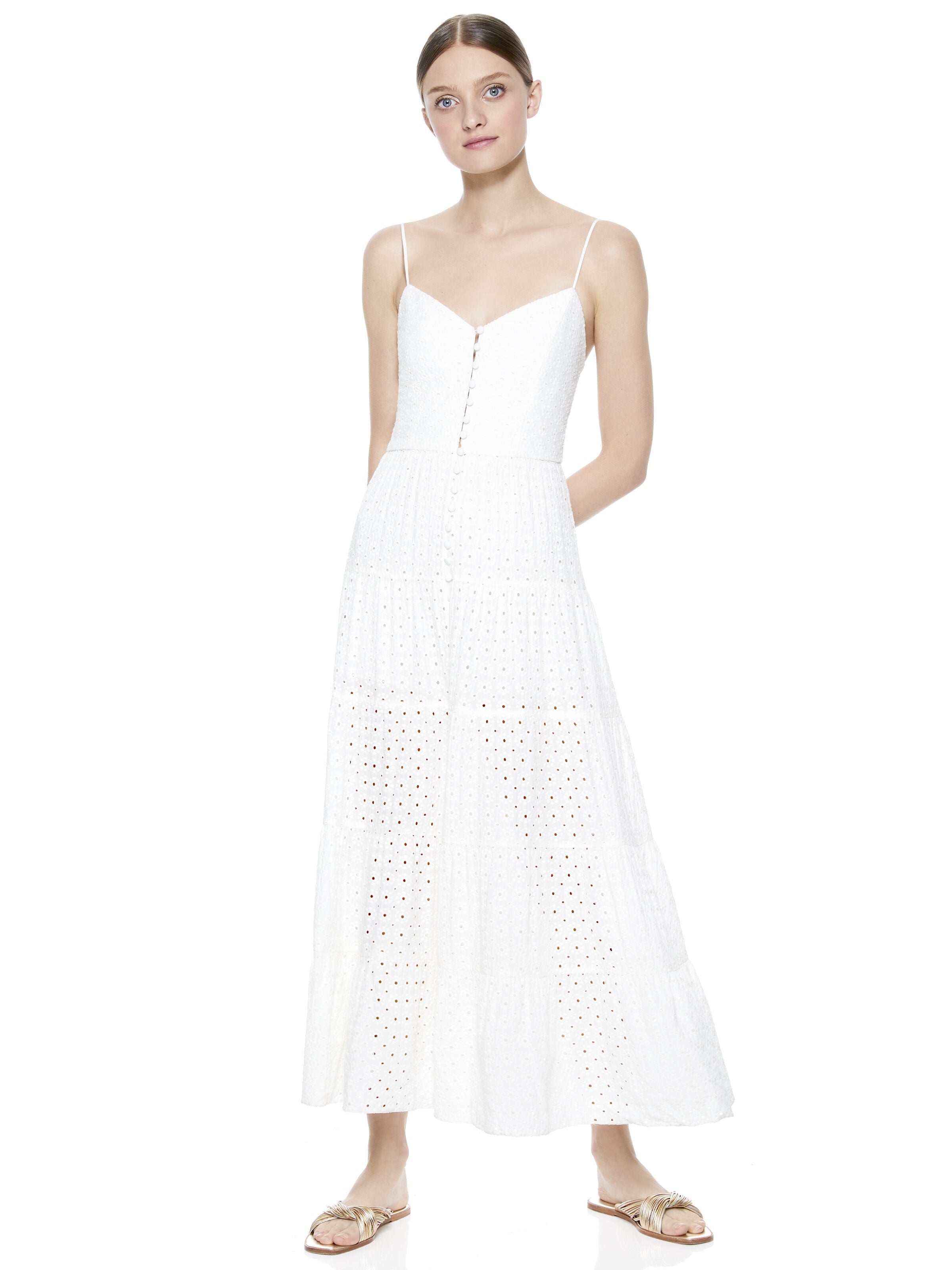 SHANTI BUTTON FRONT MAXI DRESS-OFF WHITE-ALICE + OLIVIA