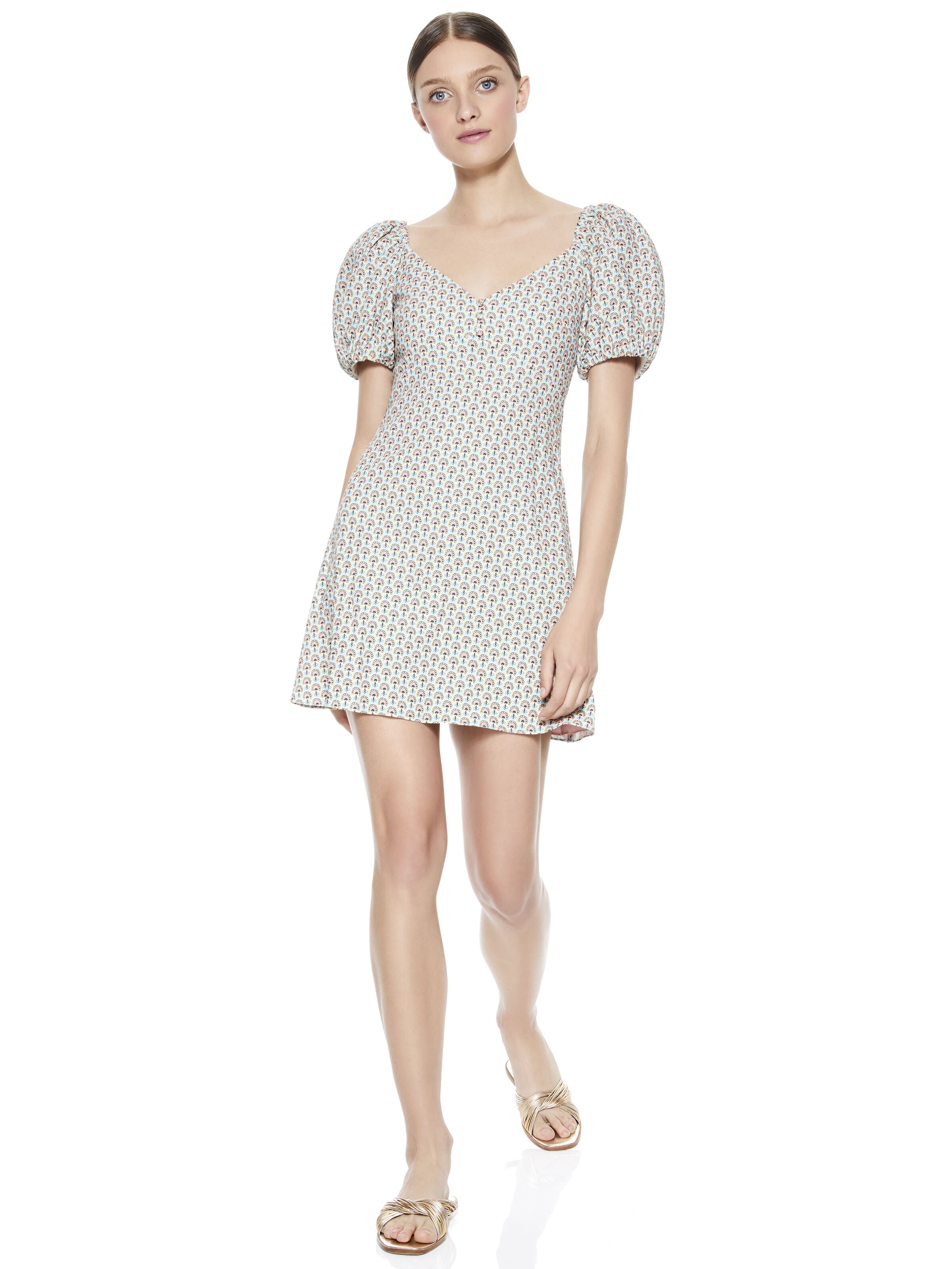 DANA PUFF SLEEVE MINI DRESS-SOLSTICE-ALICE + OLIVIA