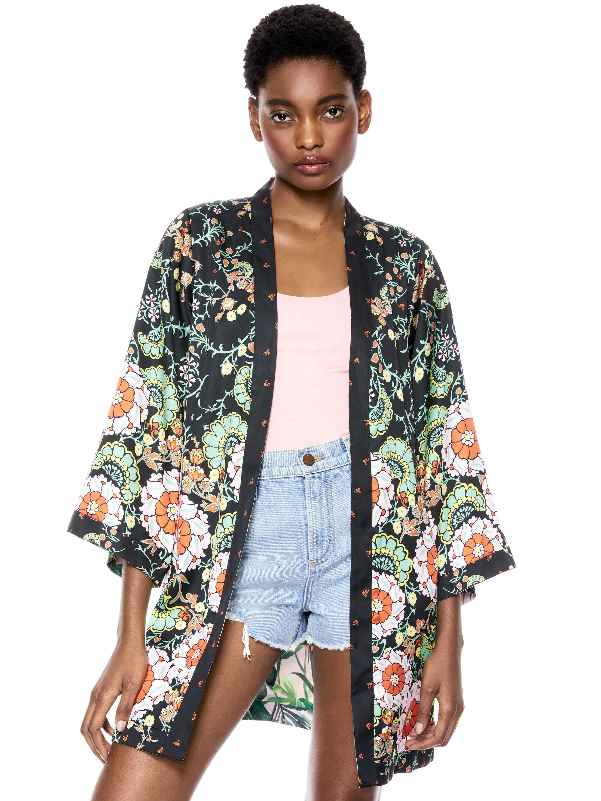 LYNN REVERSIBLE SHORT KIMONO-VINELANDS SM/COMBO-ALICE + OLIVIA