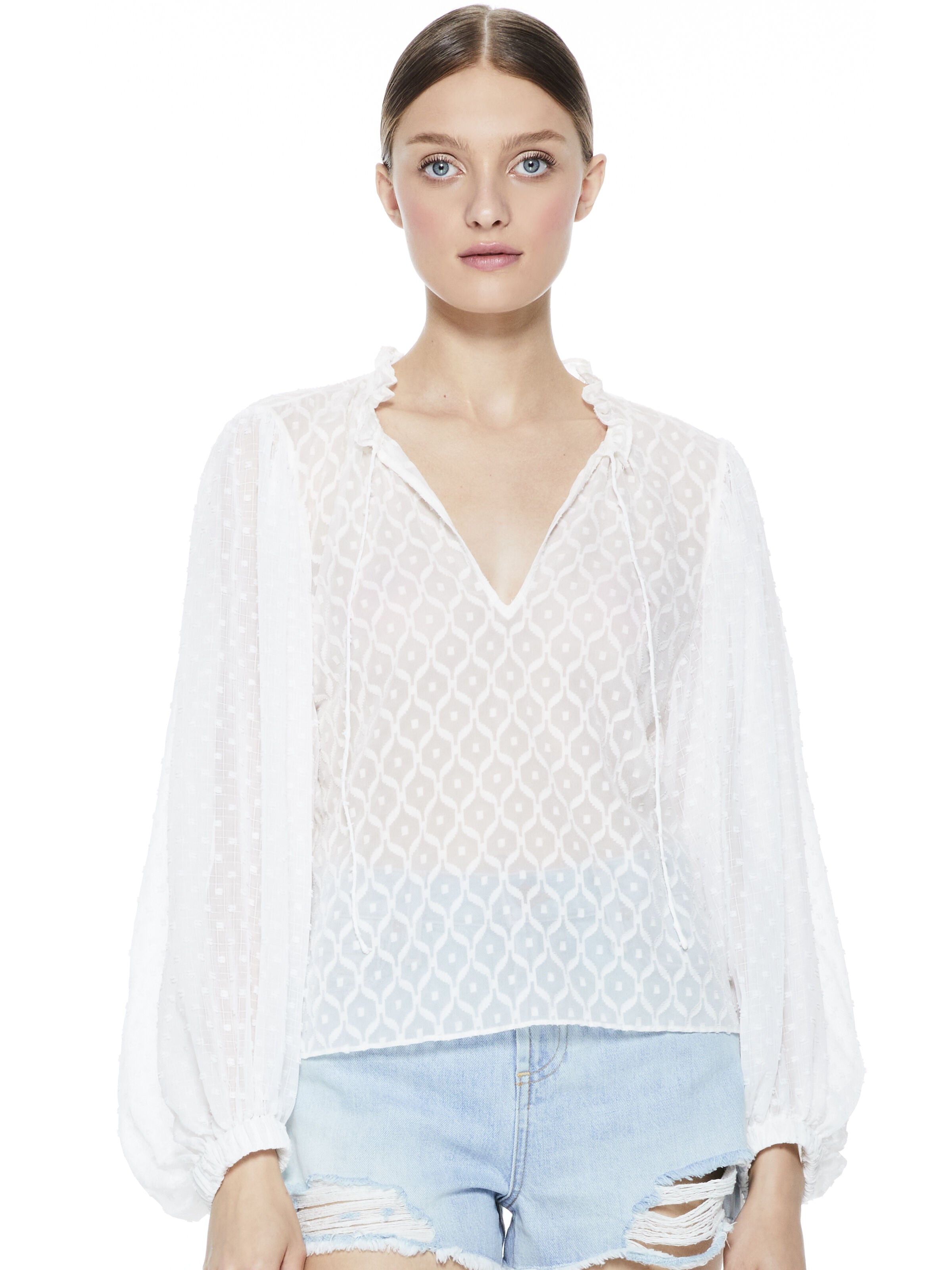 JULIUS BLOUSON SLEEVE TUNIC TOP-ALICE + OLIVIA