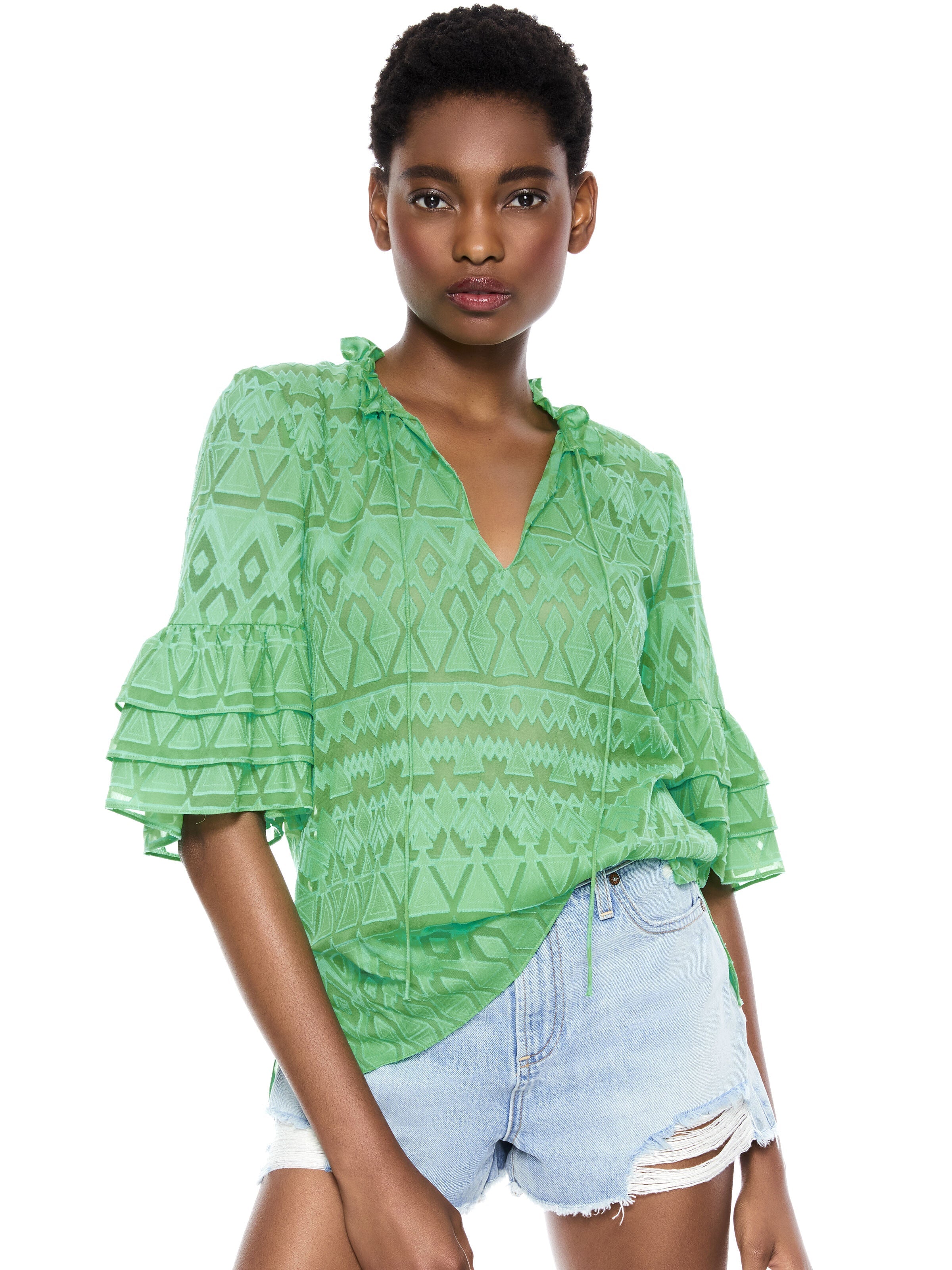 JULIUS BLOUSON SLEEVE TUNIC TOP-ALICE + OLIVIA