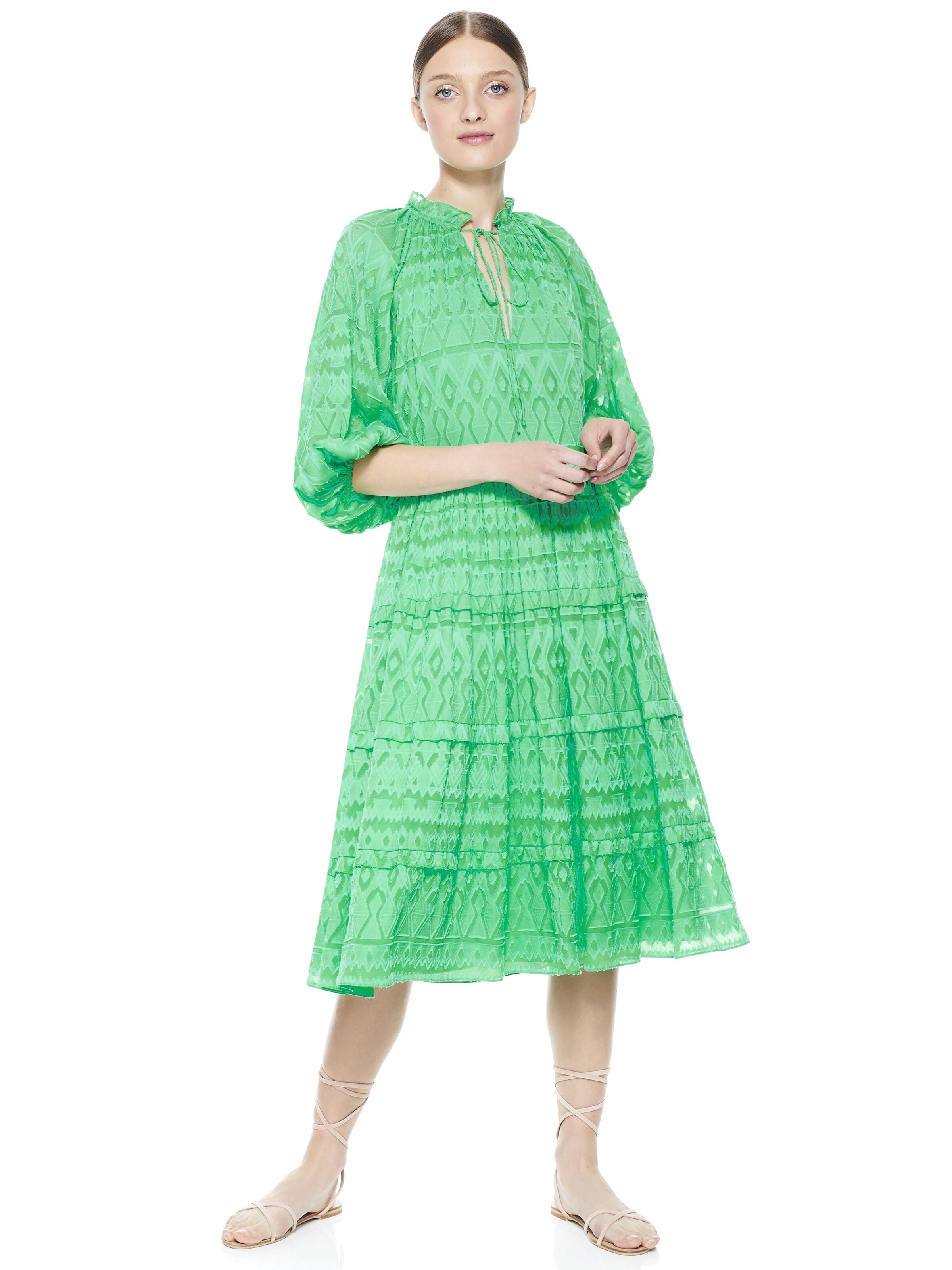 LAYLA TIERED RUFFLE MIDI DRESS-ALICE + OLIVIA