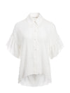 EDYTH RUFFLE SLEEVE BUTTON DOWN-OFF WHITE-ALICE + OLIVIA