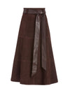 MARTINE SUEDE MIDI SKIRT-CHOCOLATE-ALICE + OLIVIA
