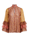 JUSTICE TIERED RUFFLE SLEEVE BLOUSE-ROME FLORAL - BOYSENBERRY/COMO-ALICE + OLIVIA