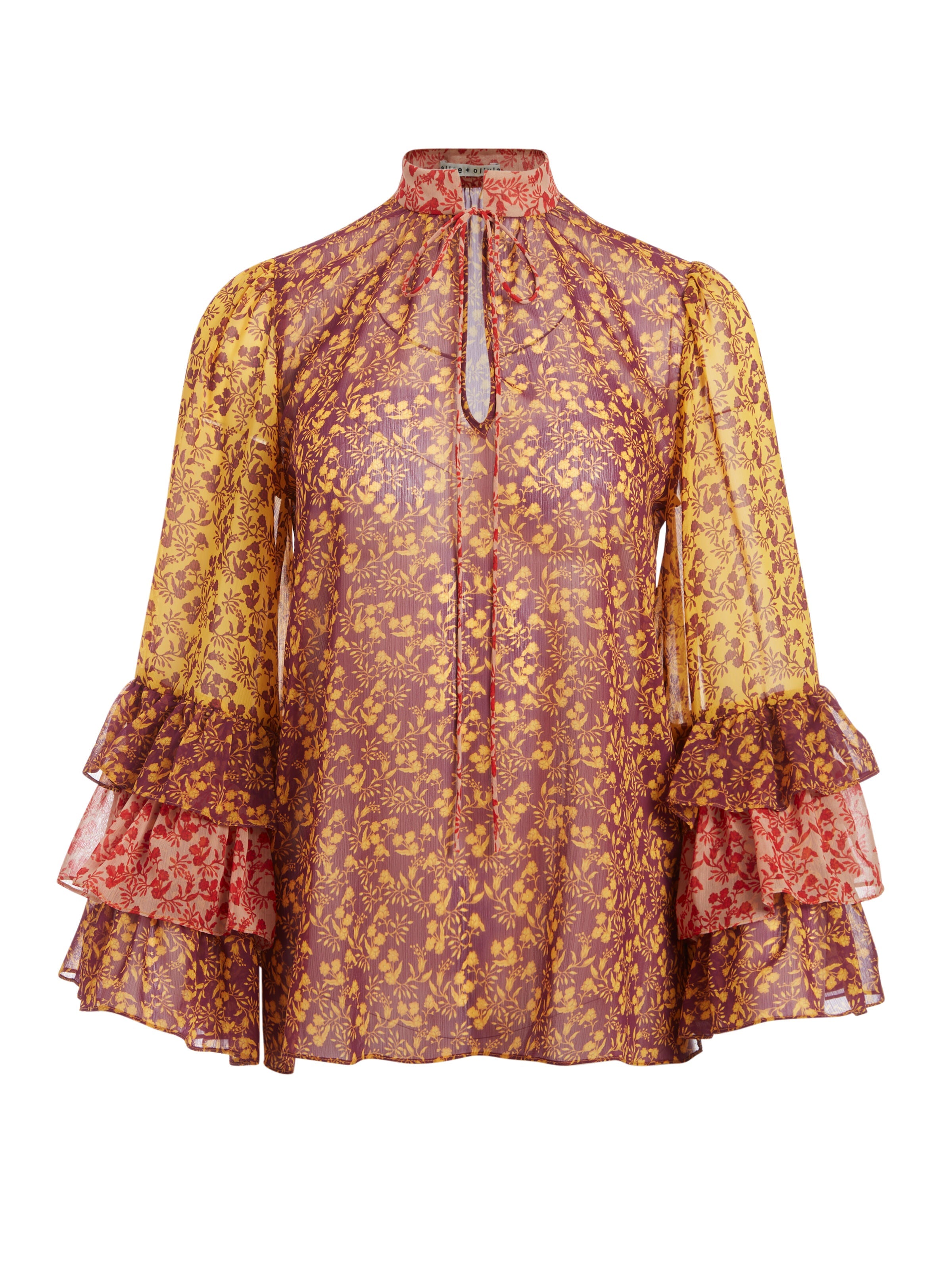 JUSTICE TIERED RUFFLE SLEEVE BLOUSE