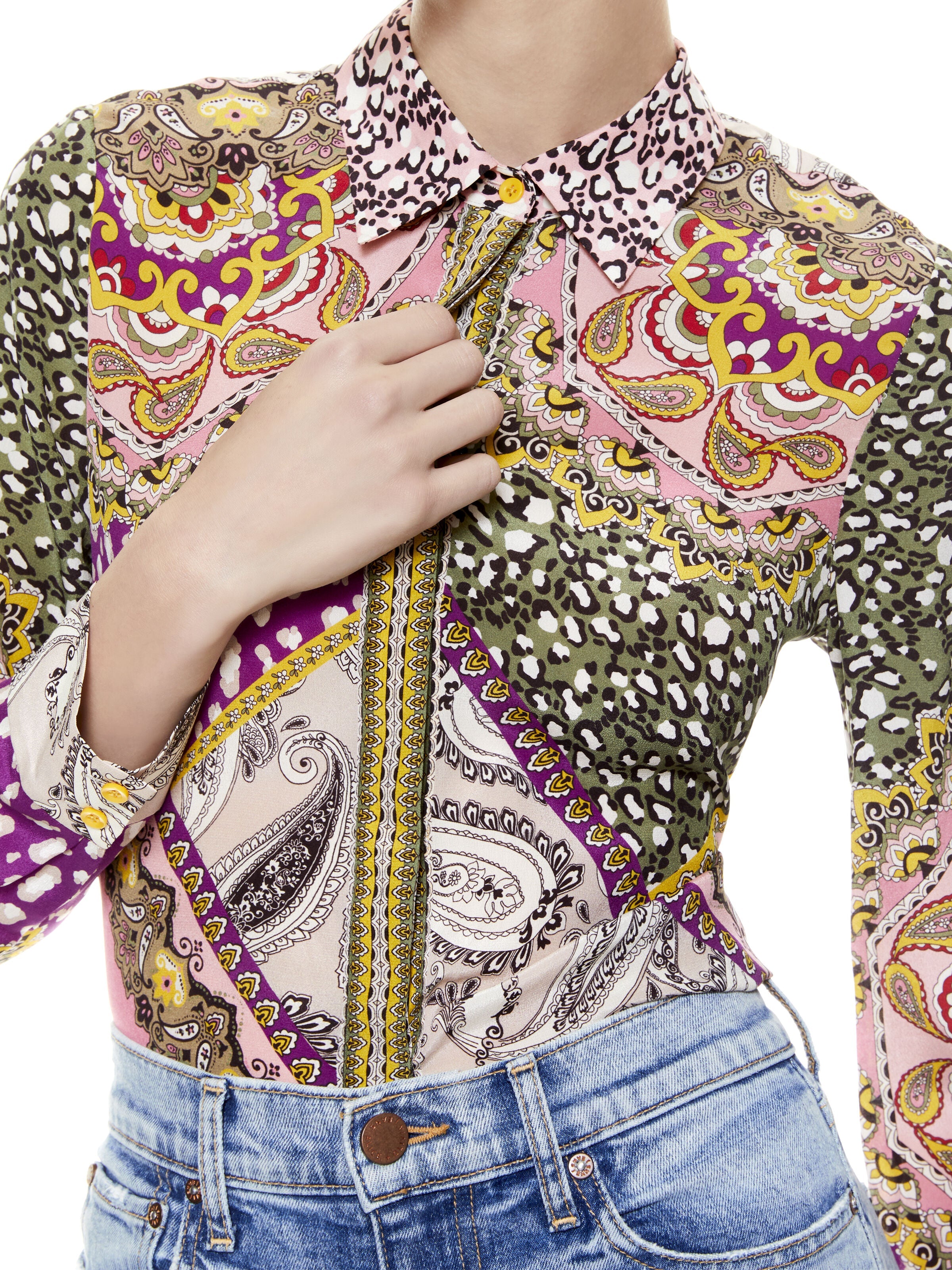 WILLA PAISLEY PLACKET TOP-ALICE + OLIVIA