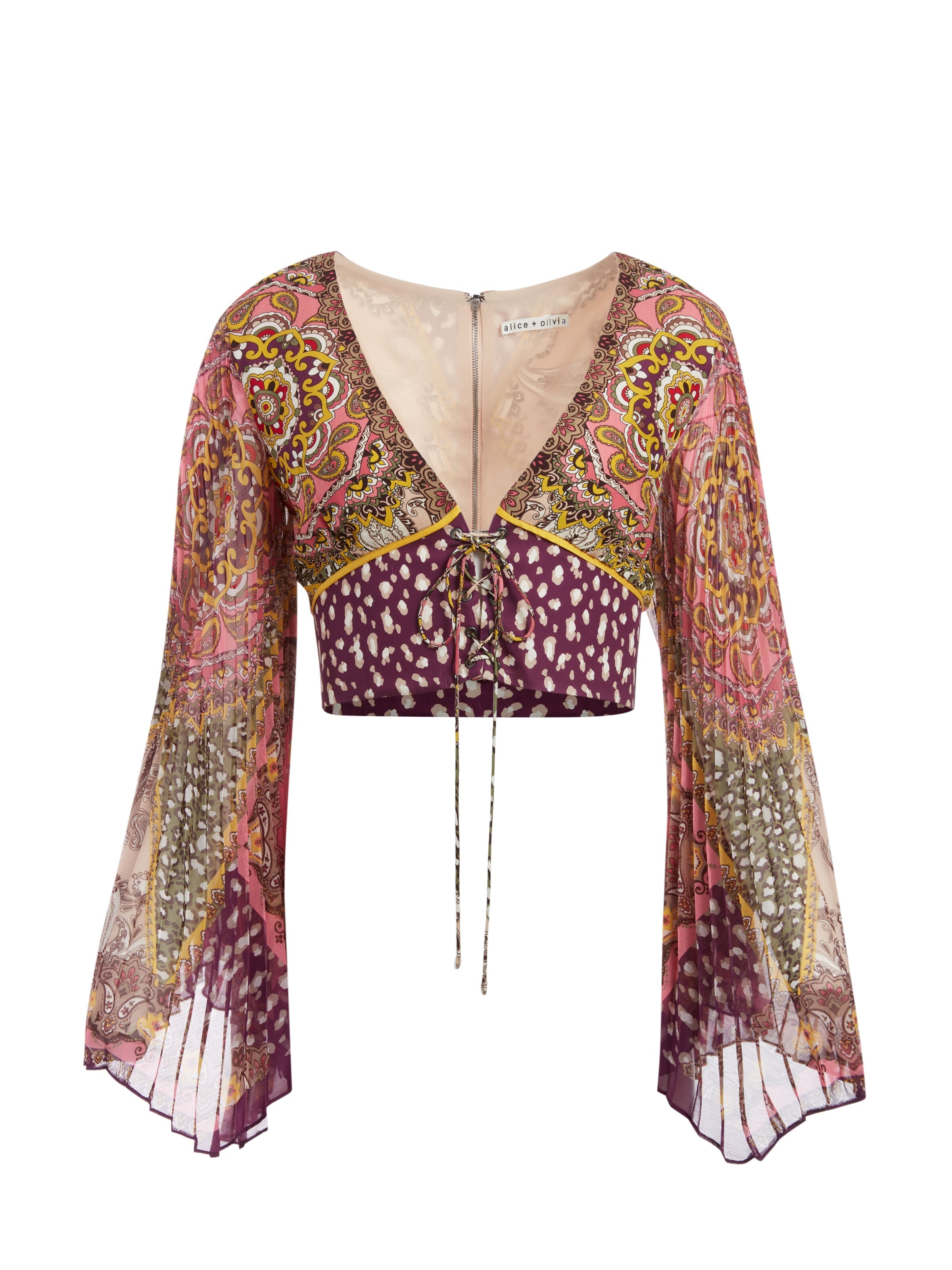 CHELSEA PLEATED SLEEVE CROP BLOUSE-ALICE + OLIVIA