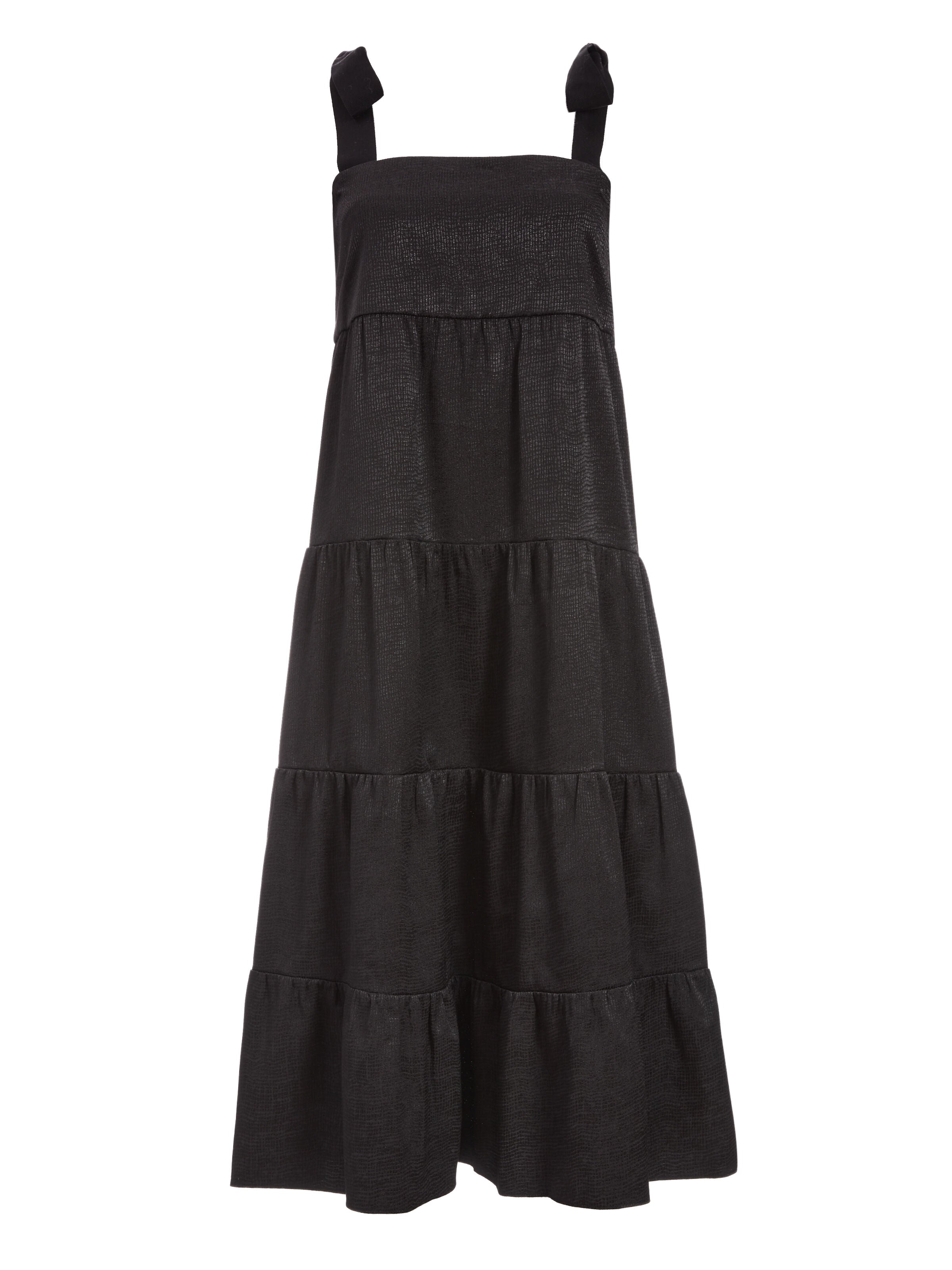 CYNTHIA TIE SHOULDER MIDI DRESS-Black-ALICE + OLIVIA
