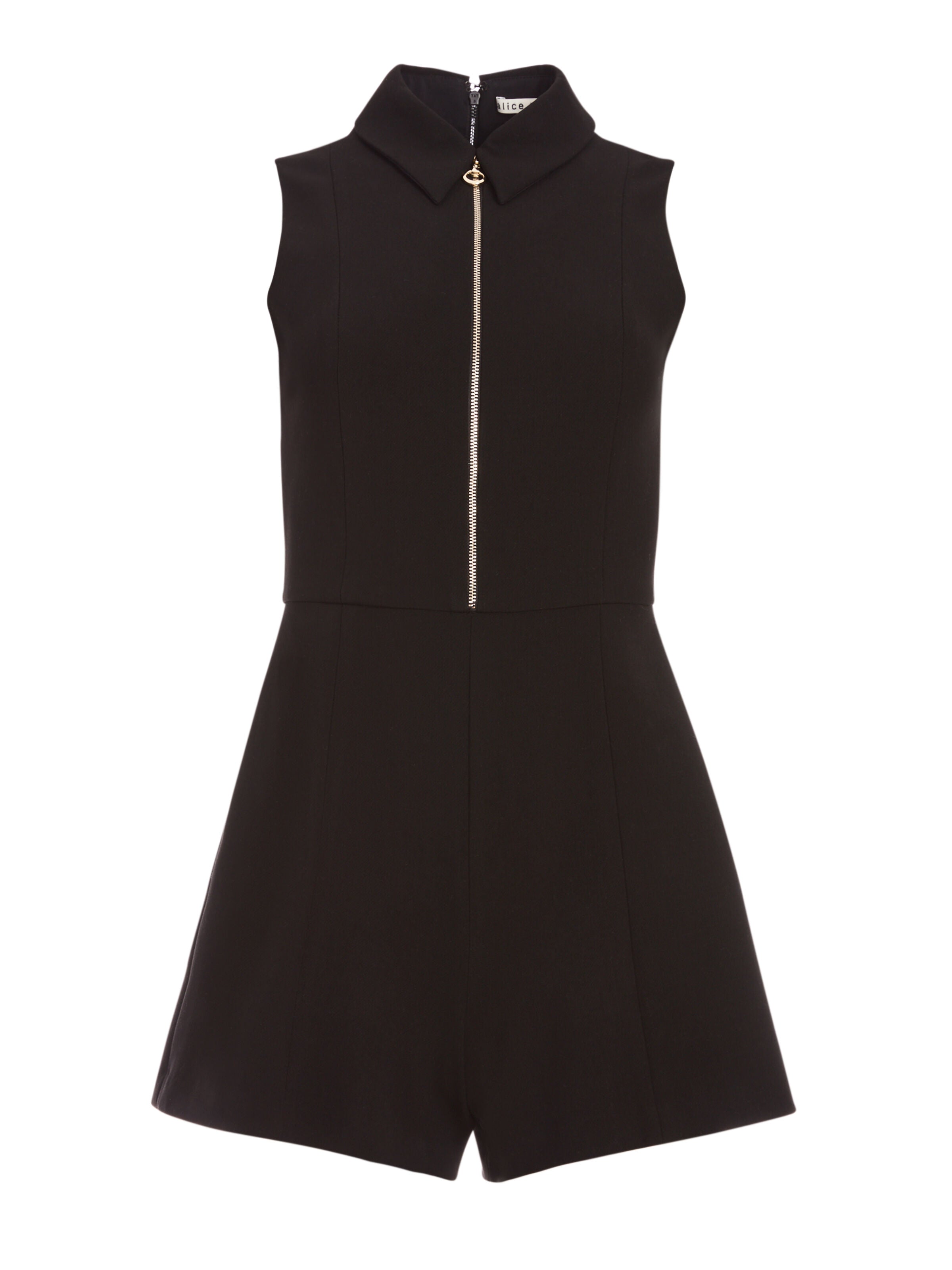 NELSON ZIP FRONT ROMPER-Black-ALICE + OLIVIA
