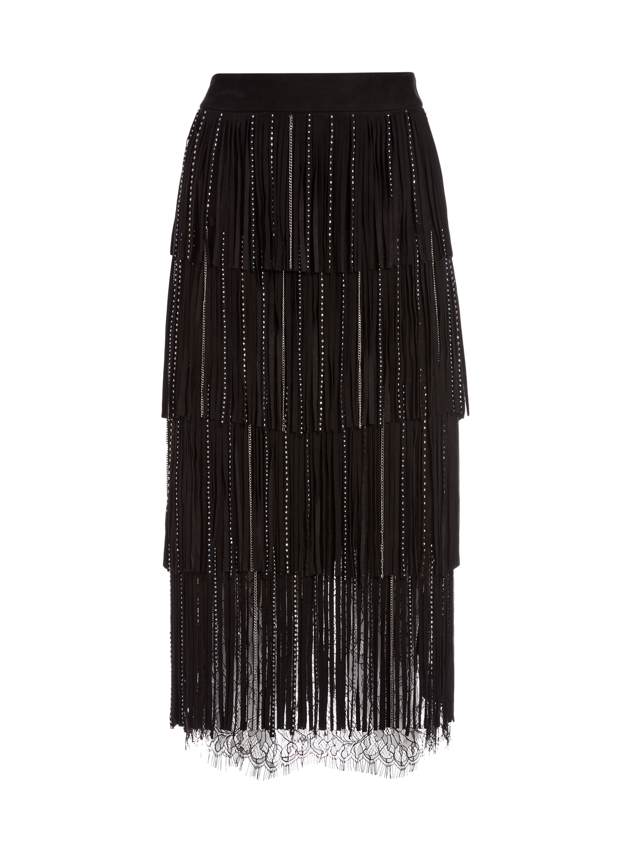 MISHA SUEDE FRINGE MIDI SKIRT-ALICE + OLIVIA