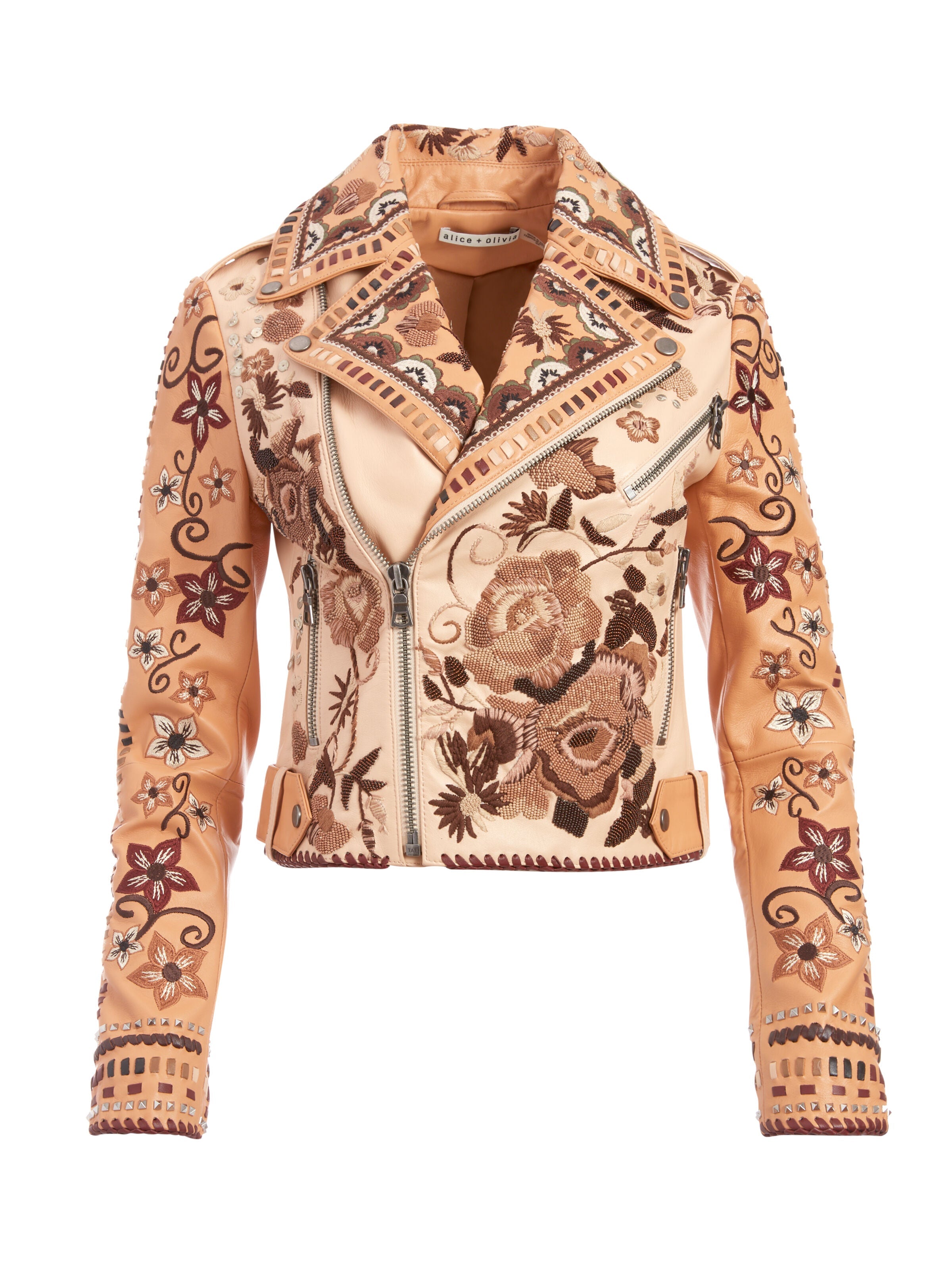 CODY EMBROIDERED LEATHER JACKET-MULTI-ALICE + OLIVIA