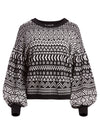 HAZEL PLEATED SLEEVE PULLOVER-BLACK/CREAM-ALICE + OLIVIA