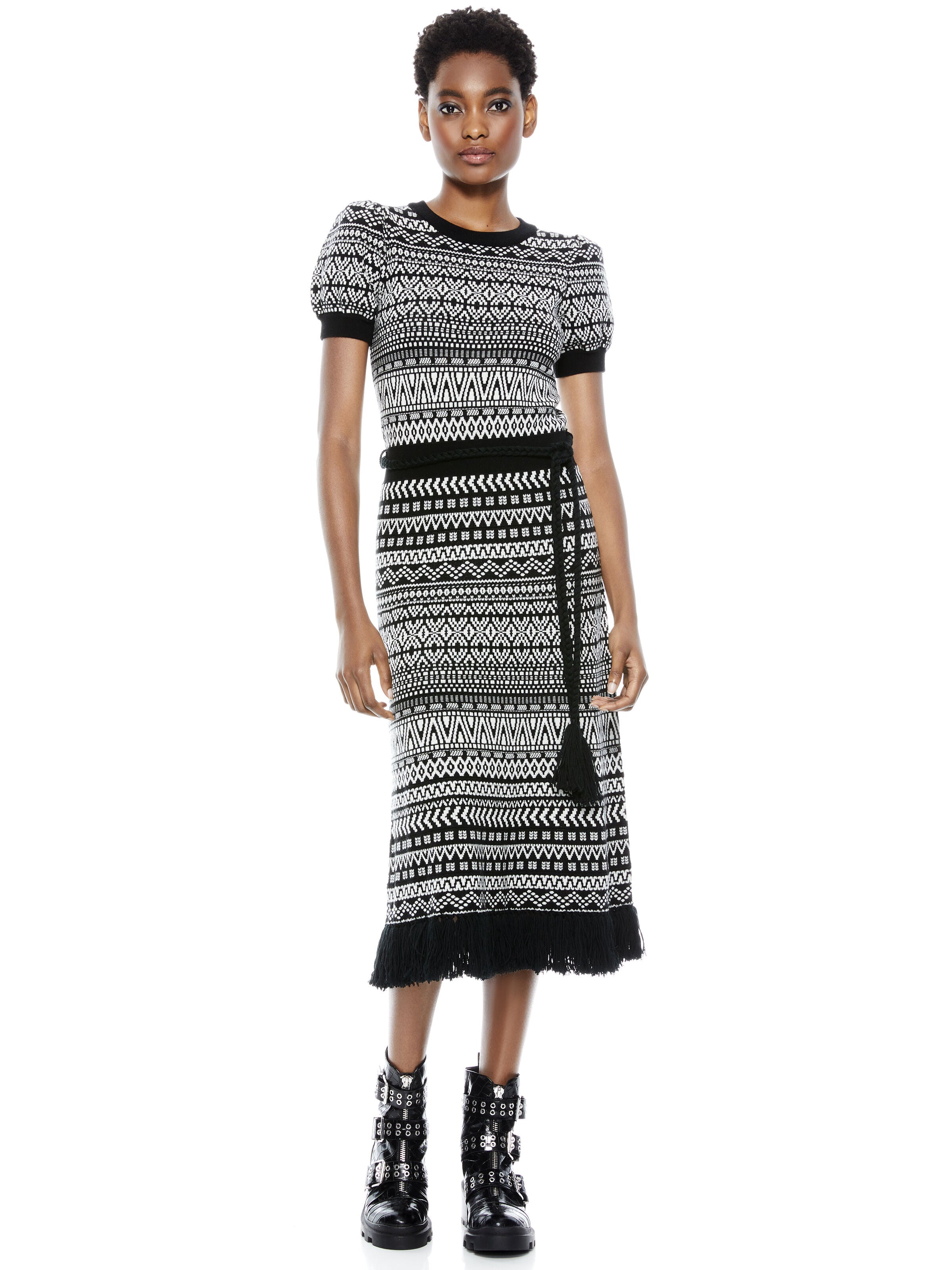 JULIA PUFF SLEEVE SWEATER DRESS-ALICE + OLIVIA