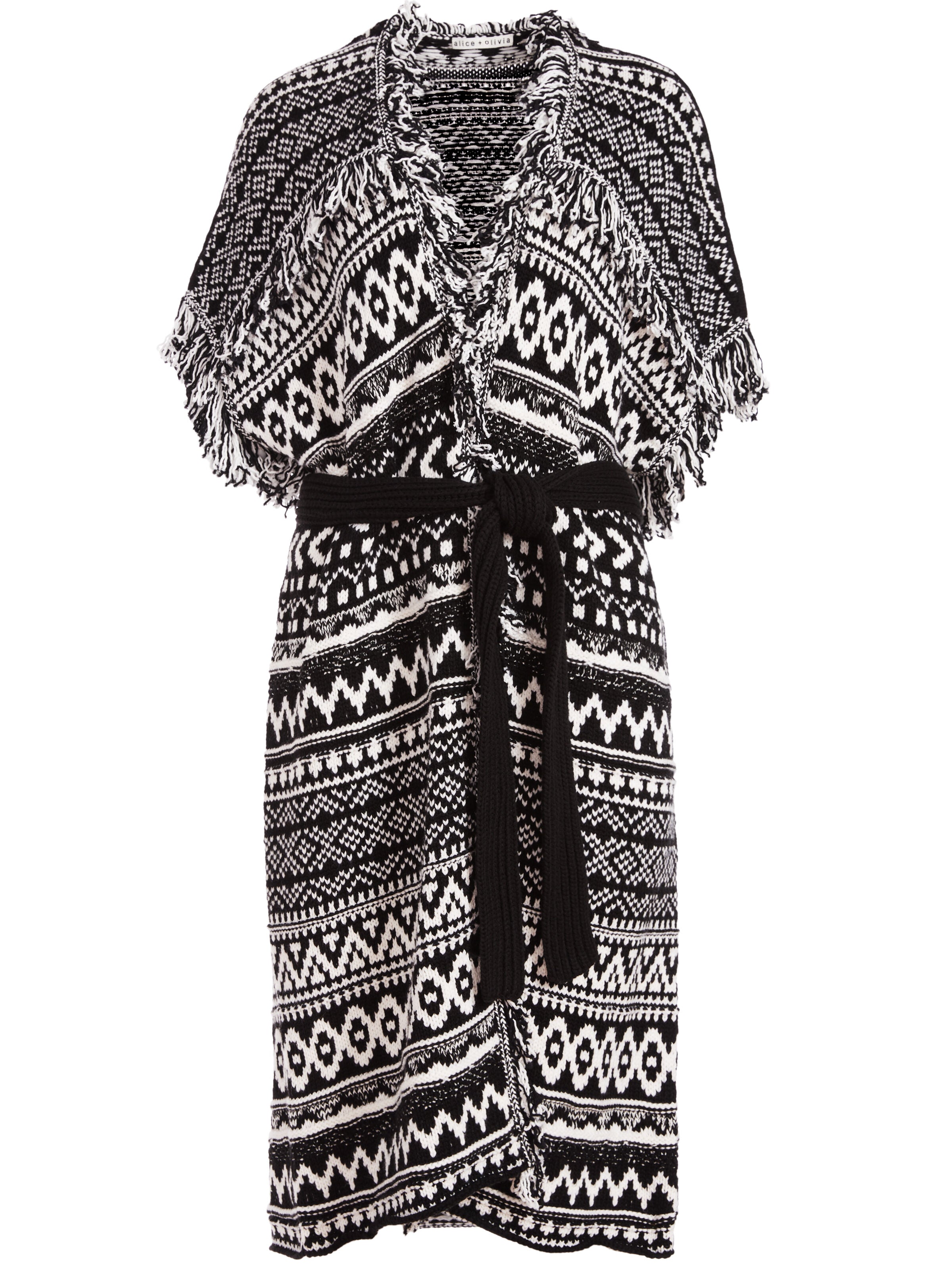MAIBELLA BELTED SWEATER VEST-BLACK/CREAM-ALICE + OLIVIA