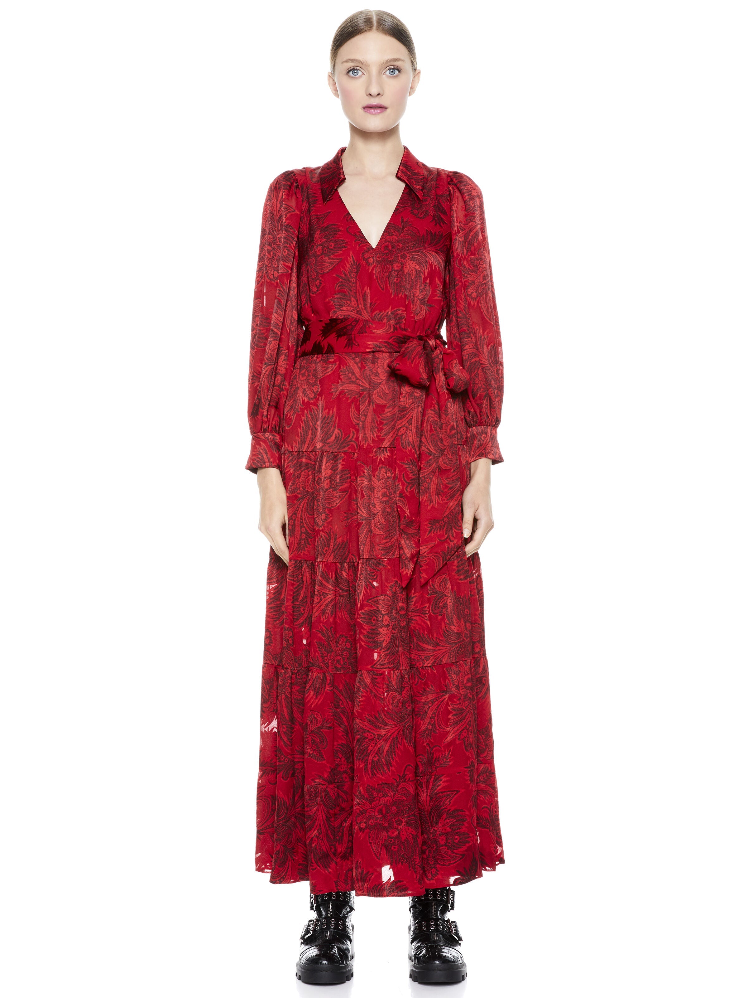 SITARA COLLARED MAXI DRESS-RUBY/MULTI-ALICE + OLIVIA