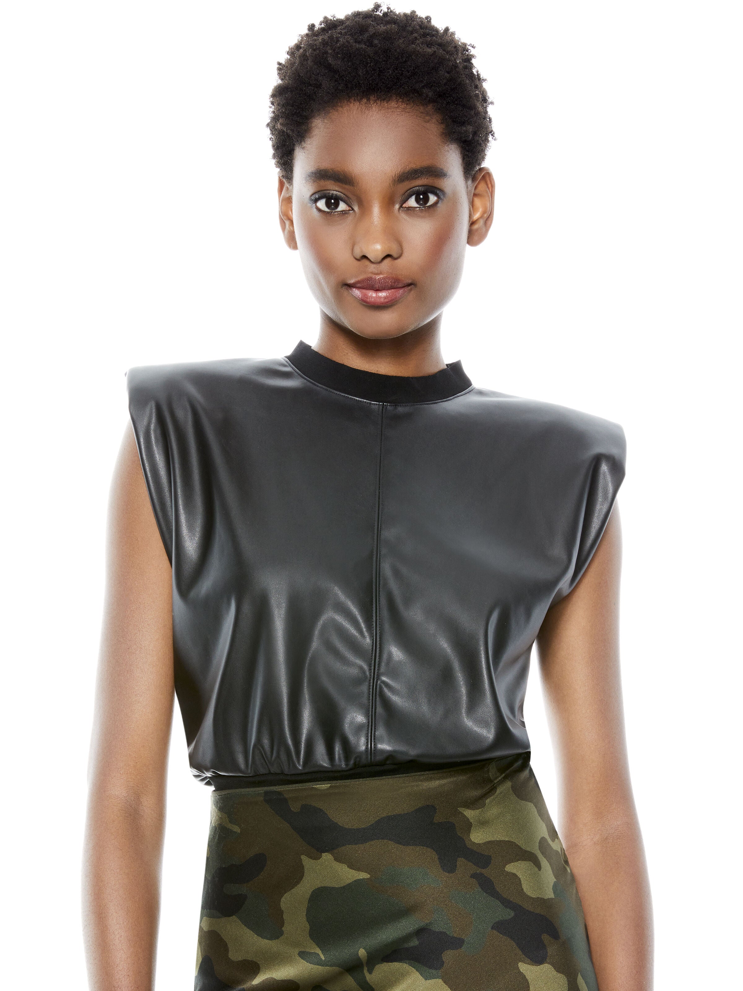 KENDRICK VEGAN LEATHER TOP-ALICE + OLIVIA