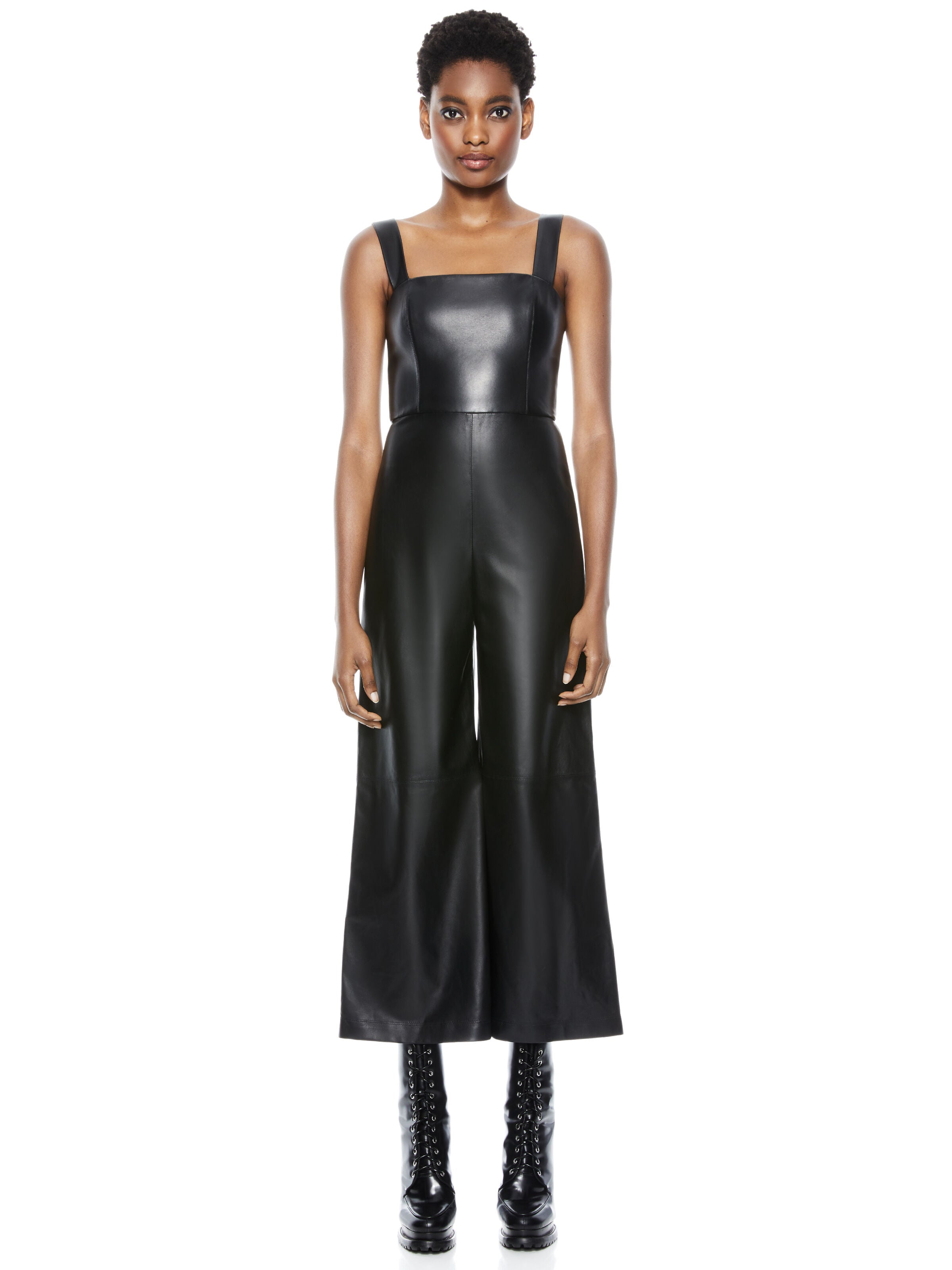 AVELINA VEGAN LEATHER JUMPSUIT-ALICE + OLIVIA