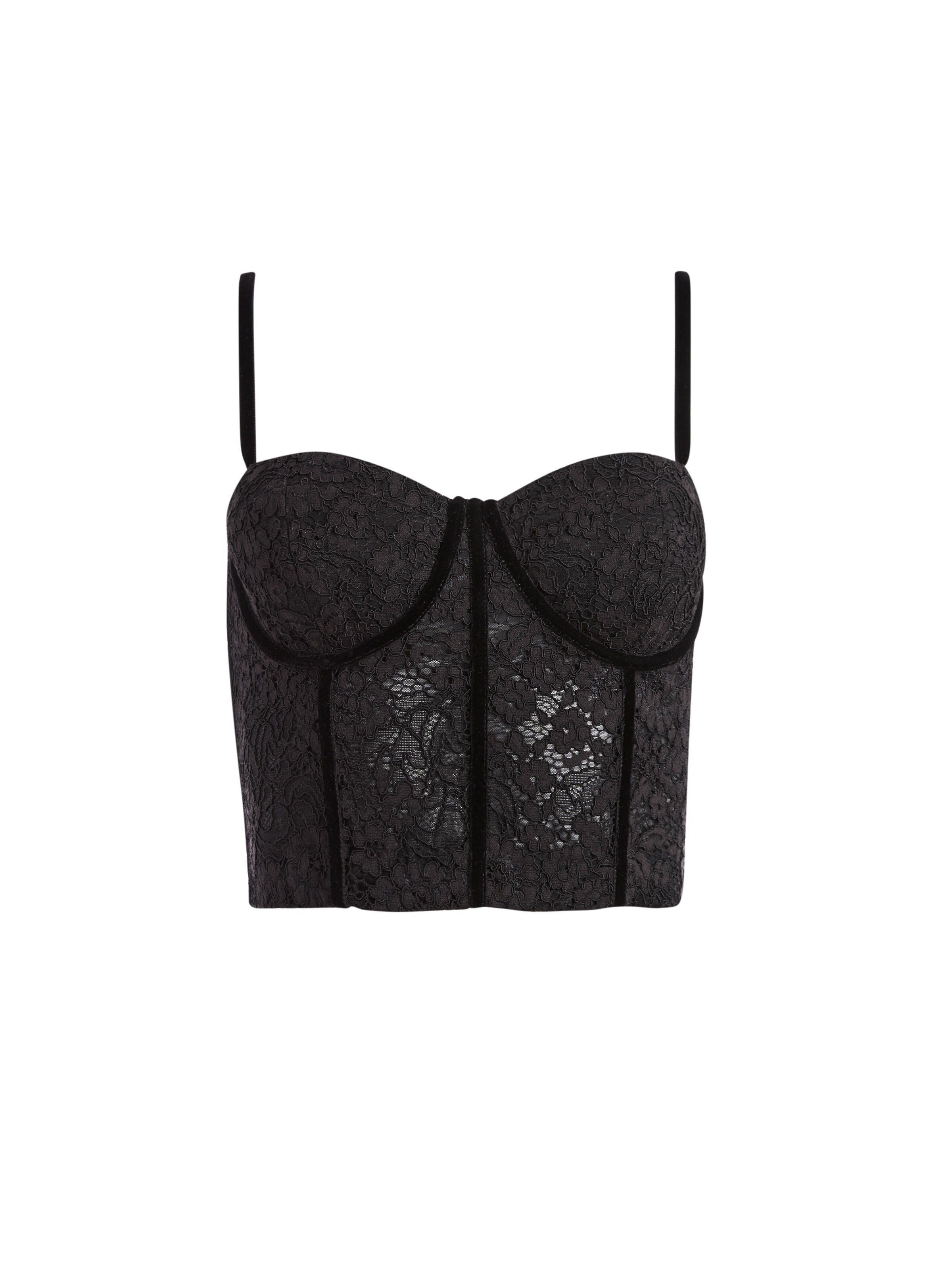 LORETTE LACE BUSTIER CROP TOP-ALICE + OLIVIA