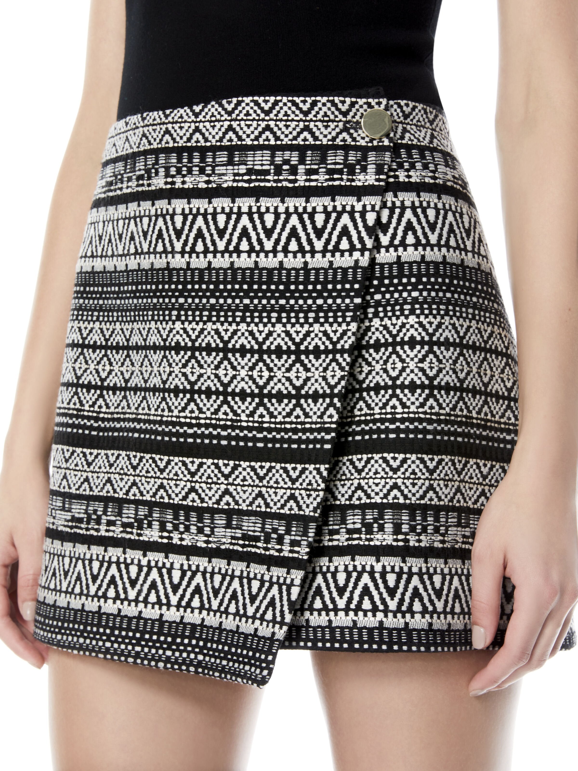 RENNA BUTTON FRONT SKIRT-Black-ALICE + OLIVIA